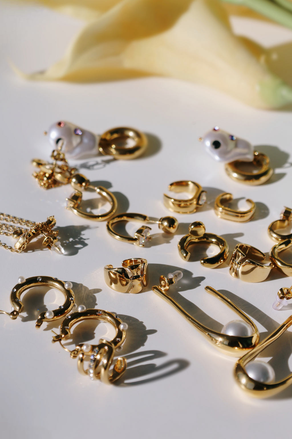 Open U-Shaped Pearl Drop Earrings