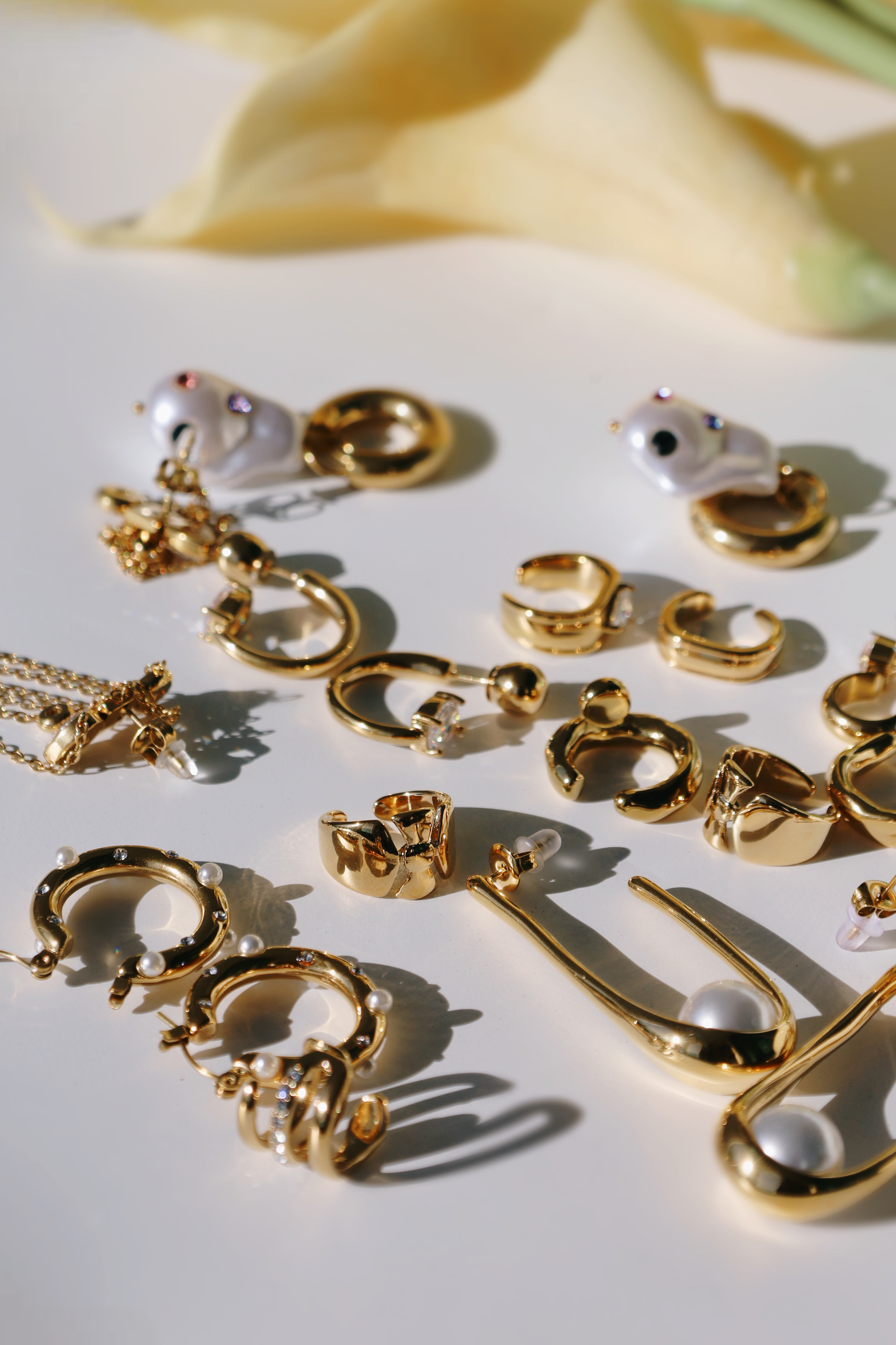 Open U-Shaped Pearl Drop Earrings