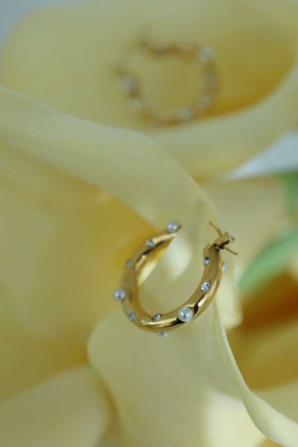 Pearl Studded Hoop Earrings