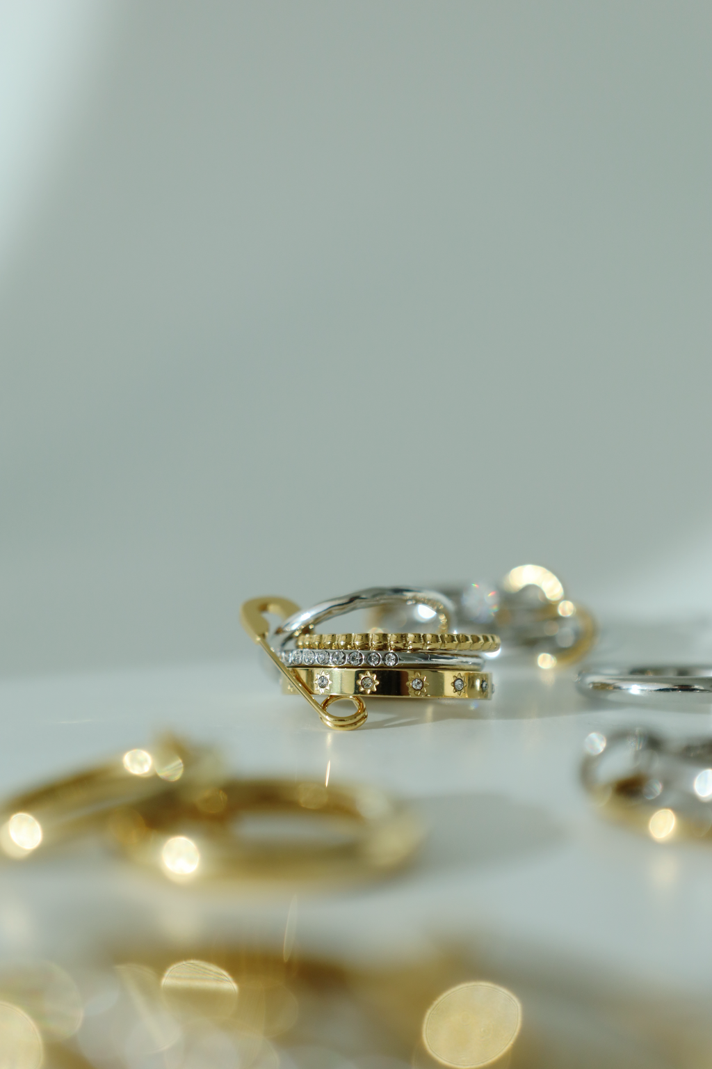 Layered Safety Pin Statement Ring