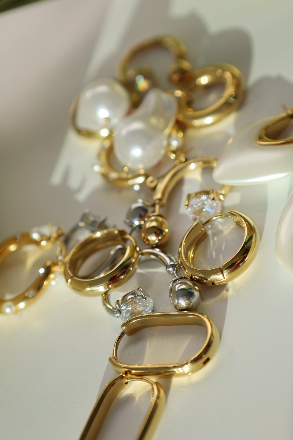 Pearl Studded Hoop Earrings