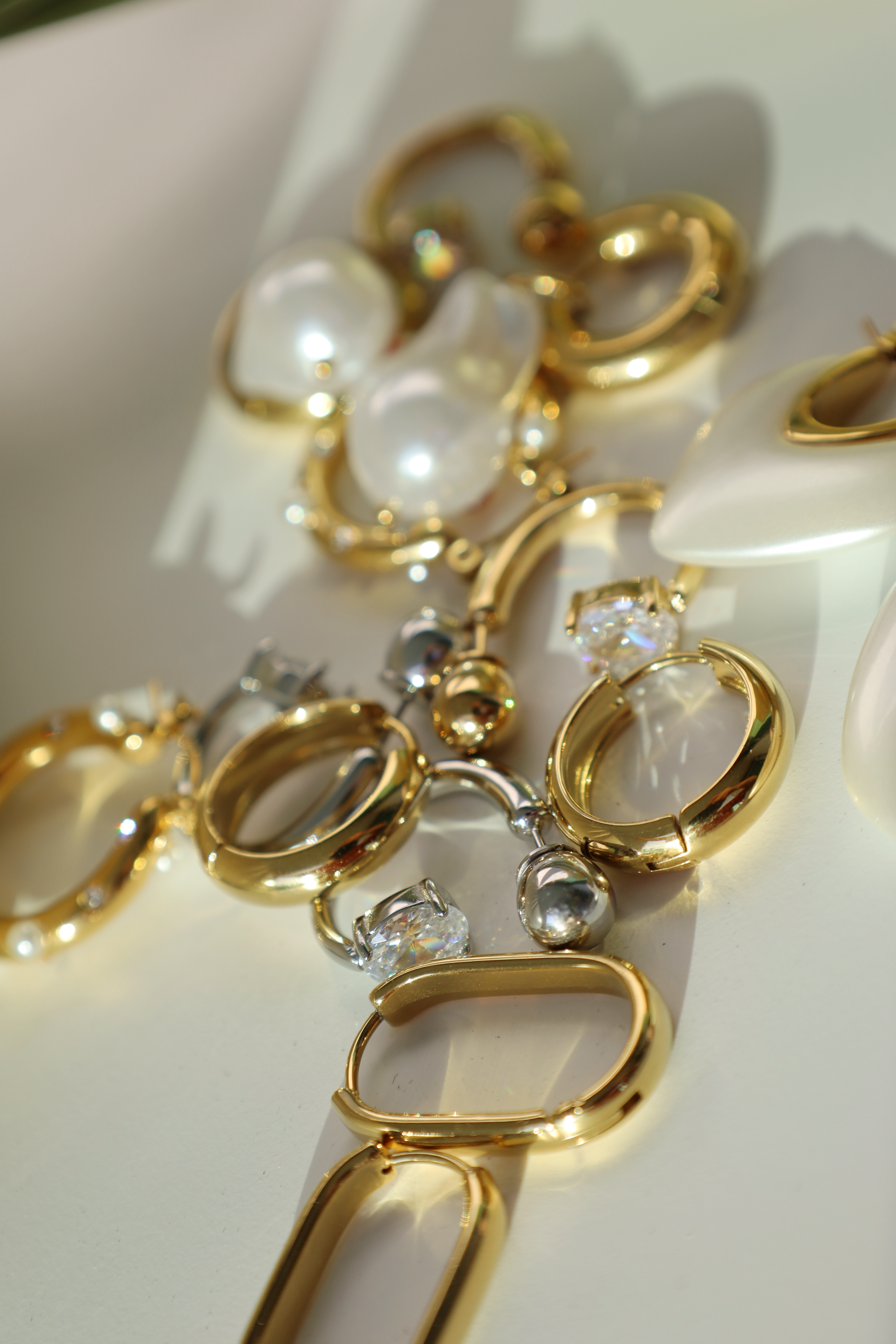 Pearl Studded Hoop Earrings