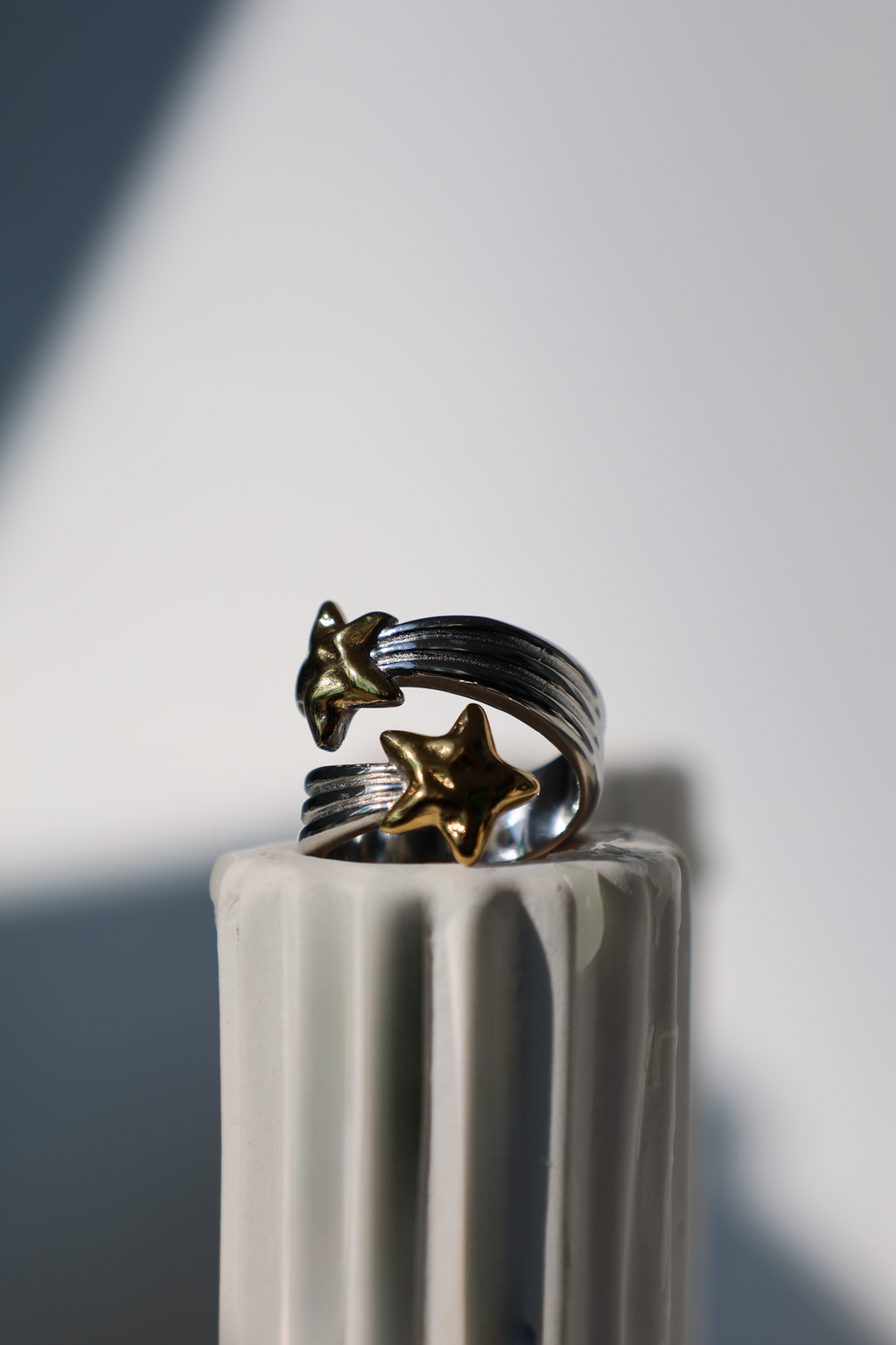 Double Star Open Ring, Two-Tone