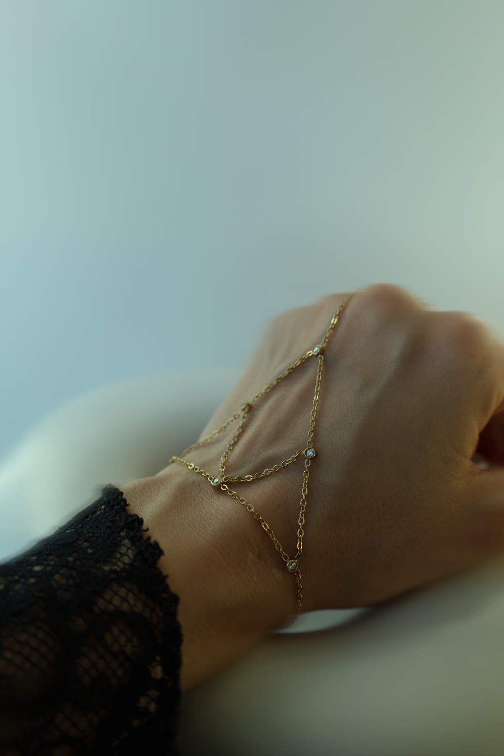 Layered Crystal Hand Chain Bracelet