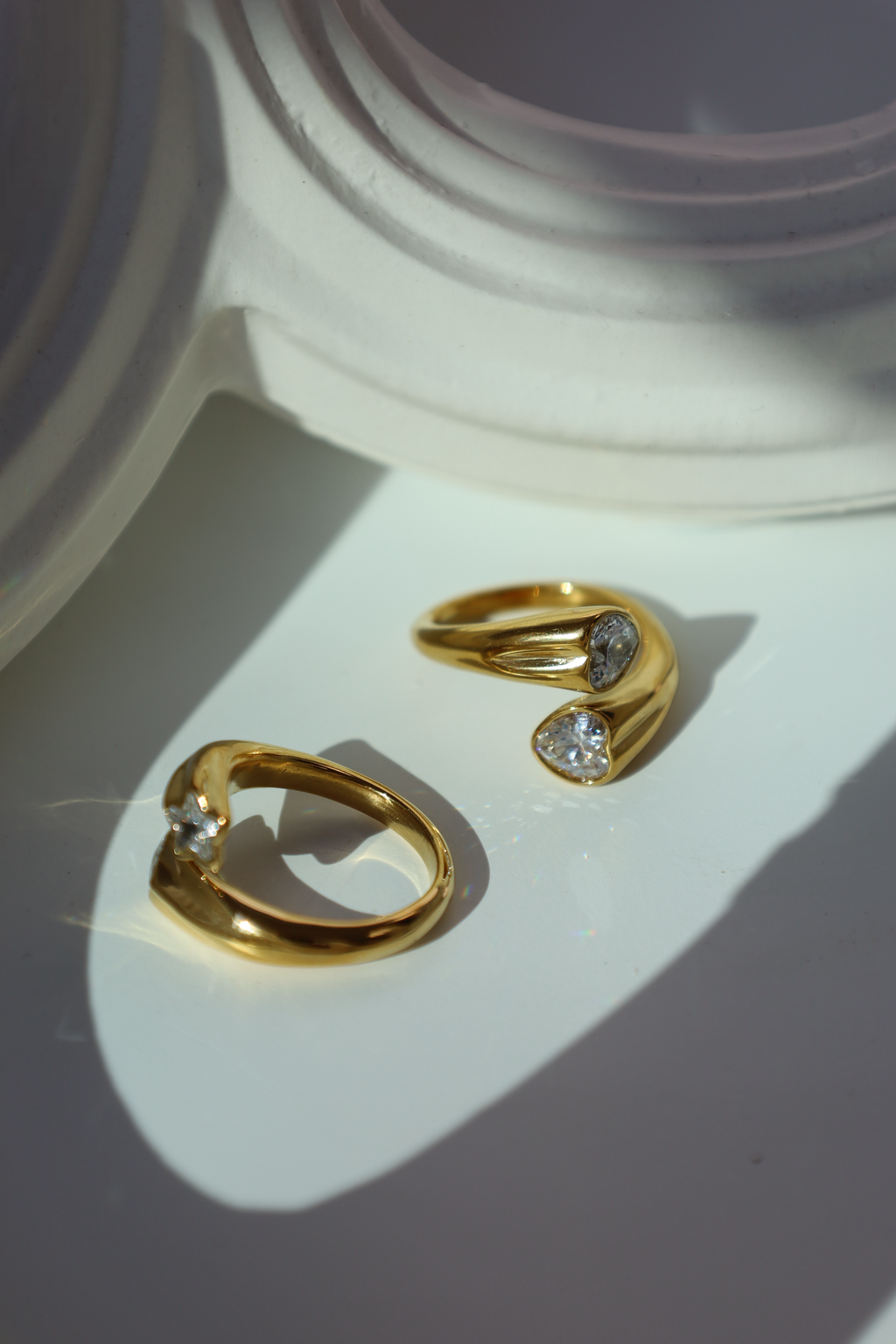 Double Heart Crystal Open Ring