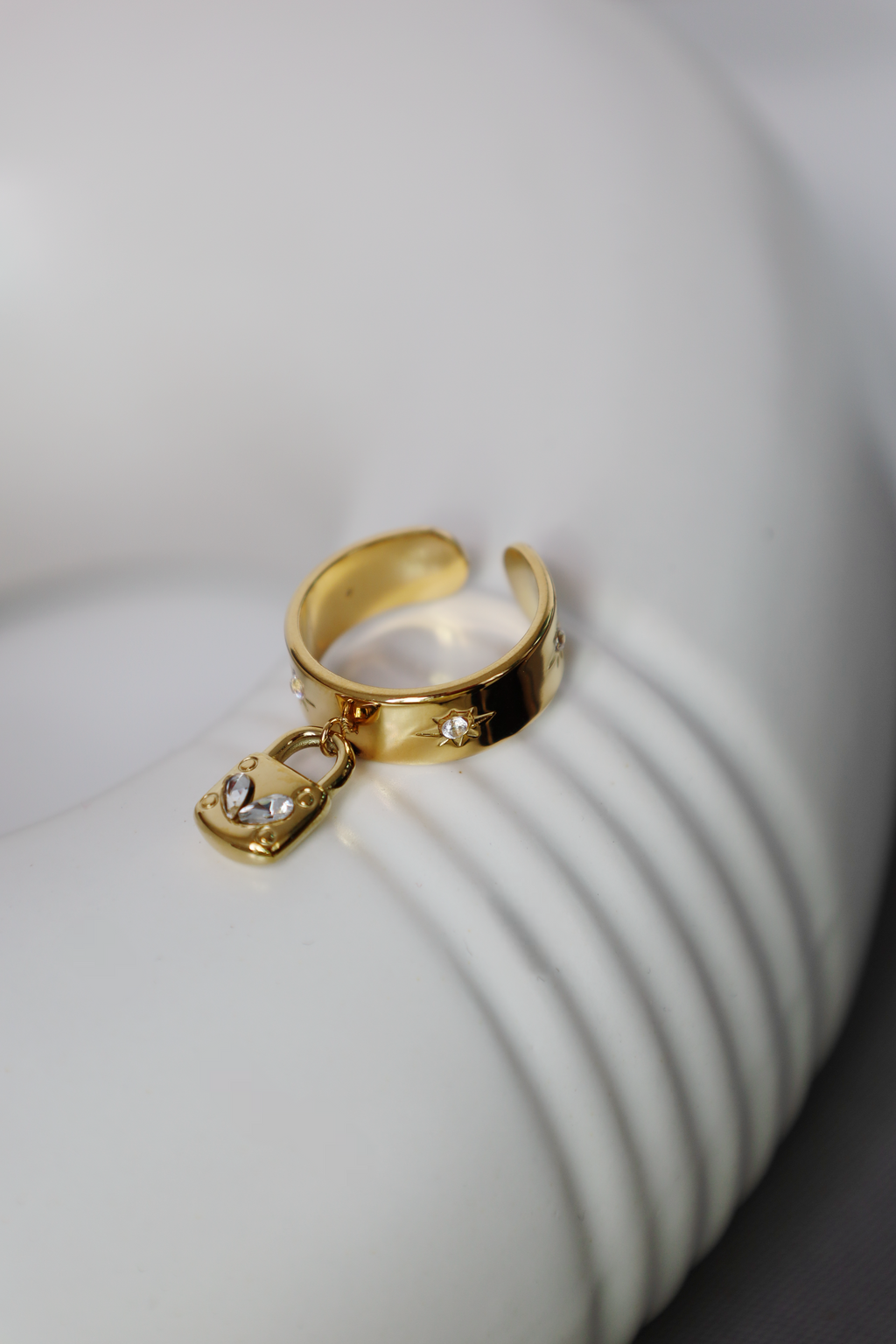 Heart Lock Charm Open Ring