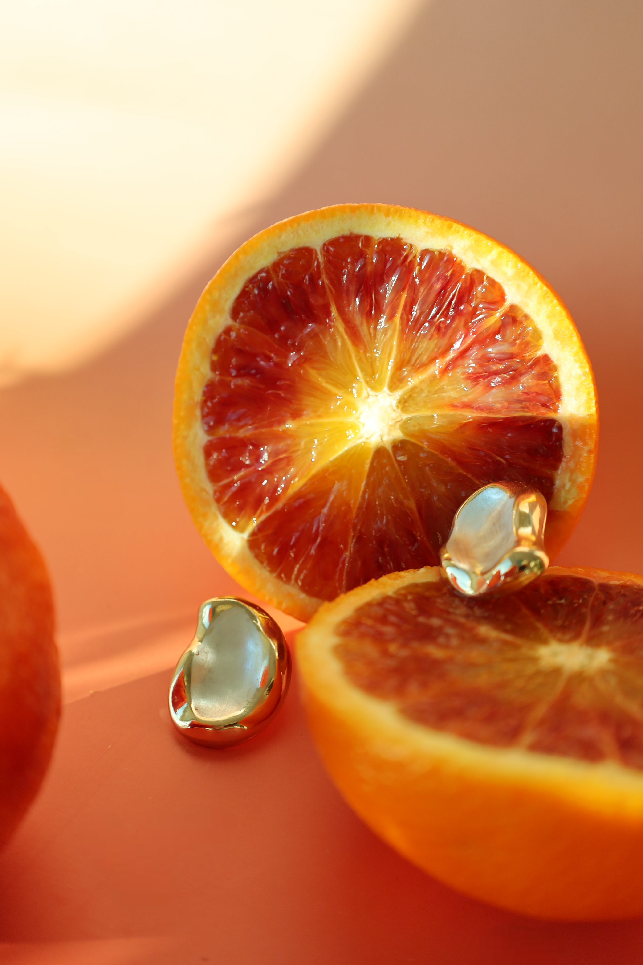 Silver organic shape stud earring