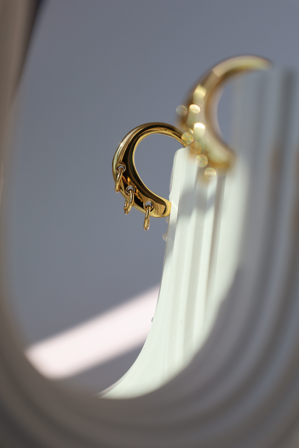 Chunky Curved Hoop Drop Earrings with Dangling Rings