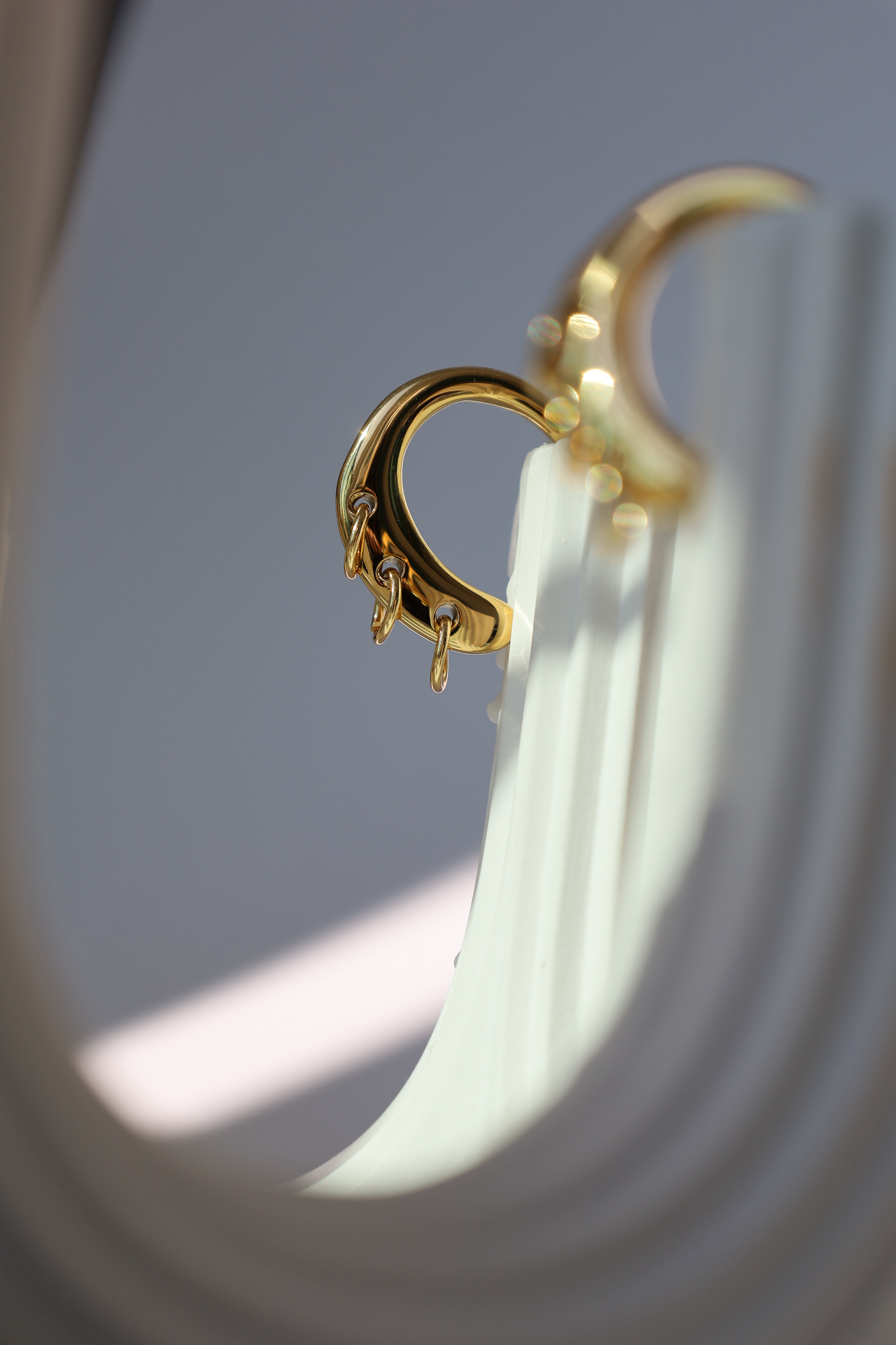 Chunky Curved Hoop Drop Earrings with Dangling Rings