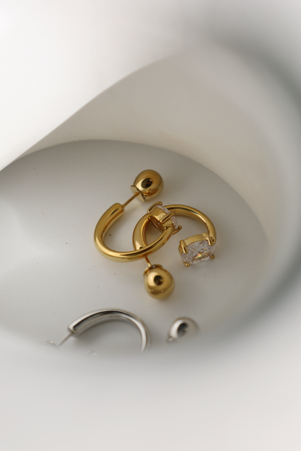 Crystal Ball Open Hoop Earrings