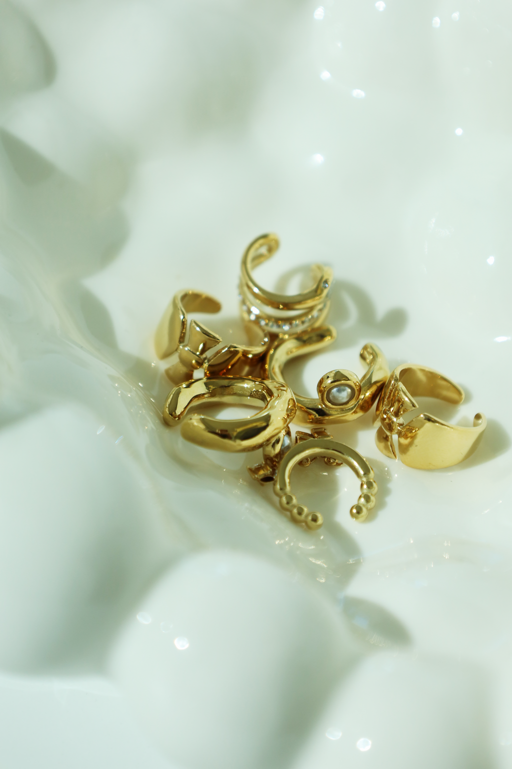 Gold Pearl Sculptural Ear Cuff