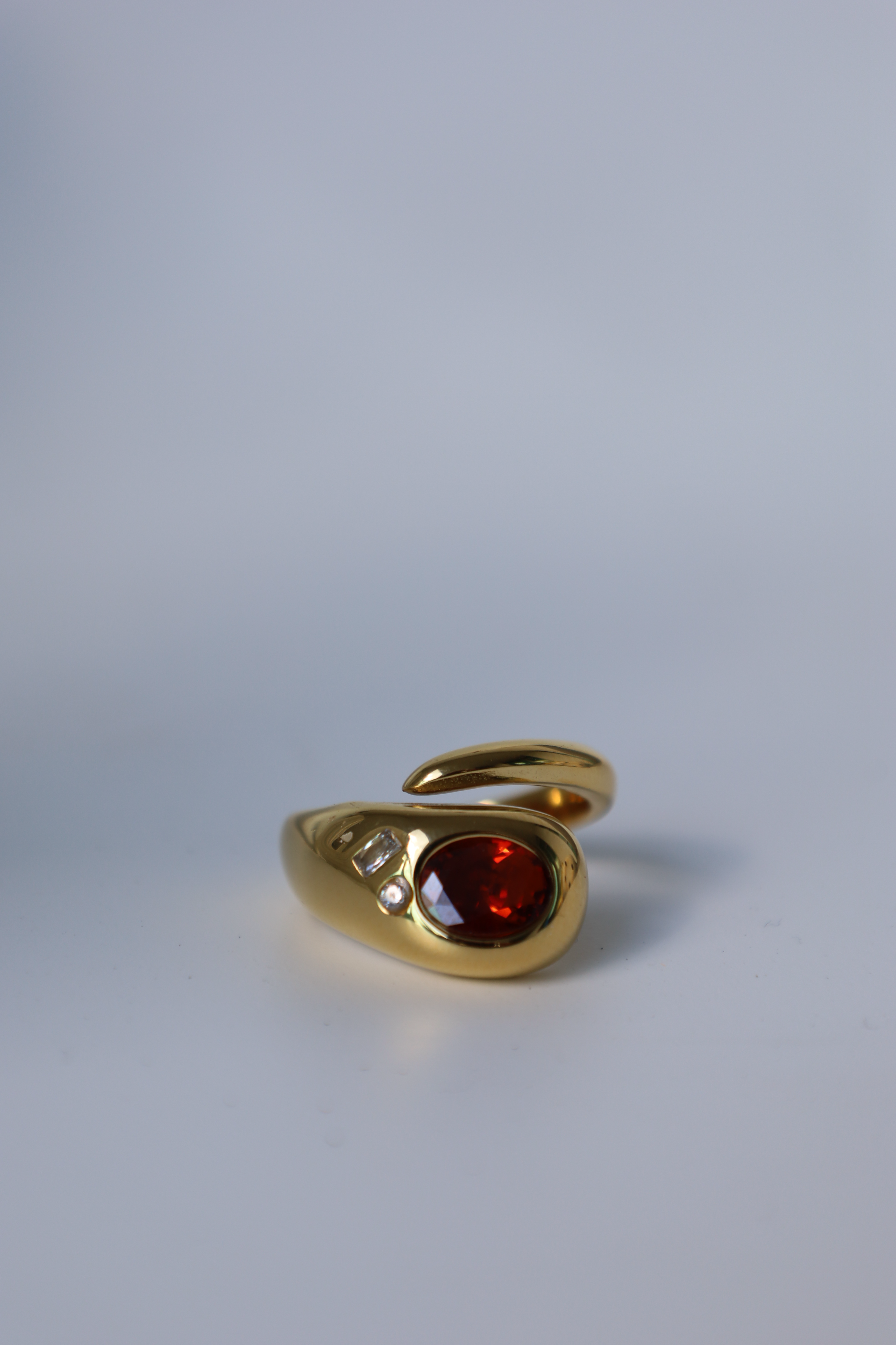 Red Stone Open Statement Ring
