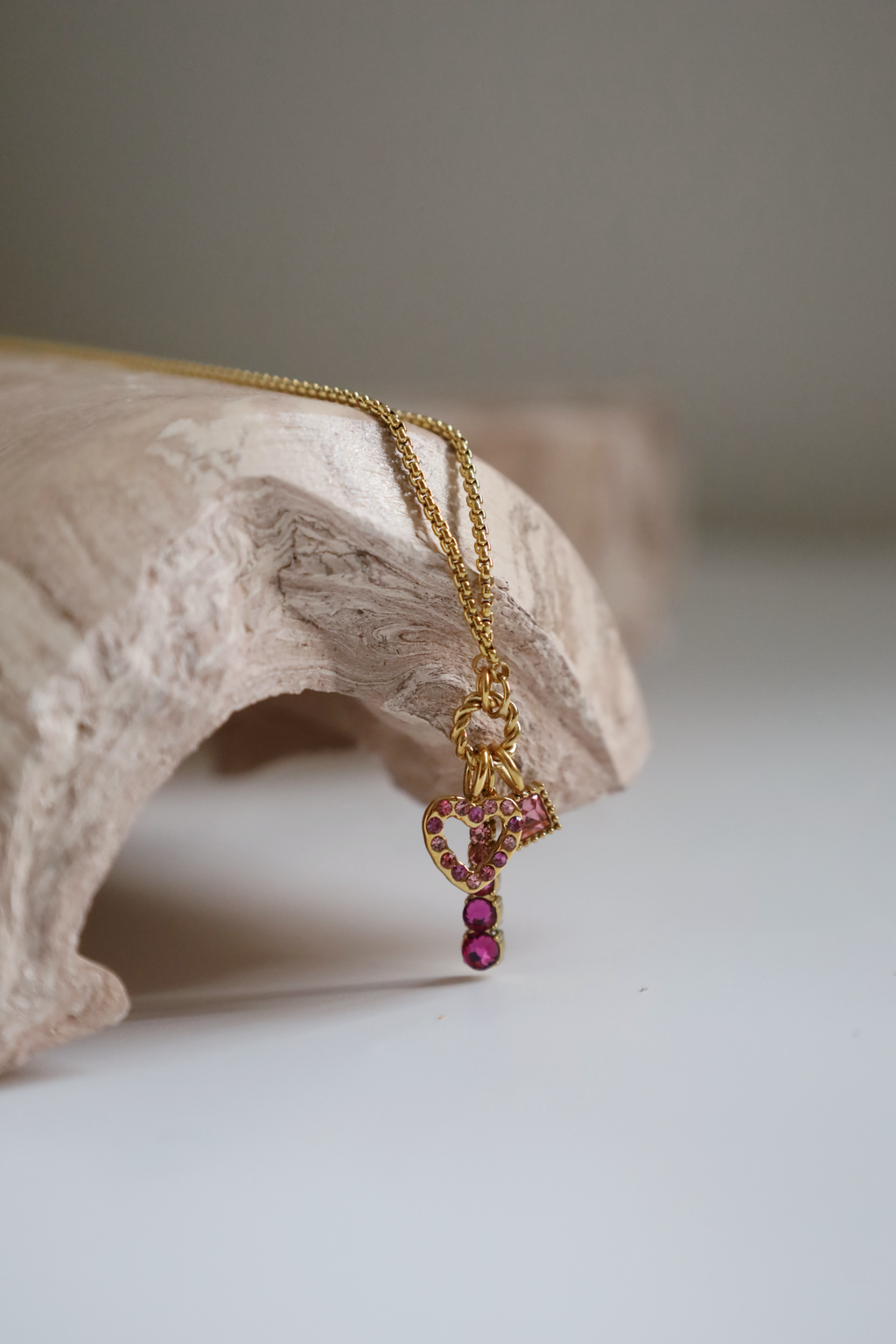 Crystal Open Heart Charm Necklace