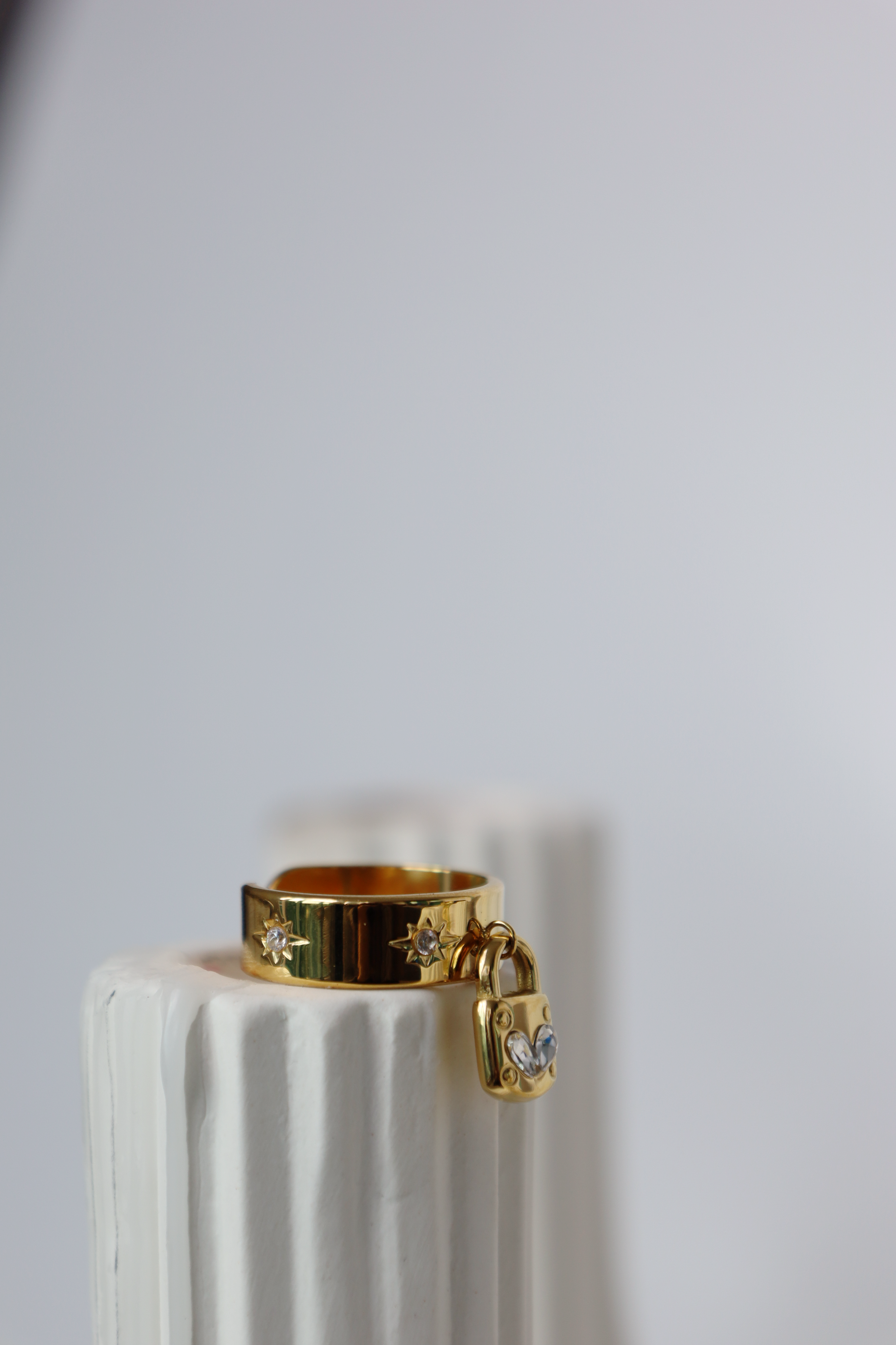 Heart Lock Charm Open Ring