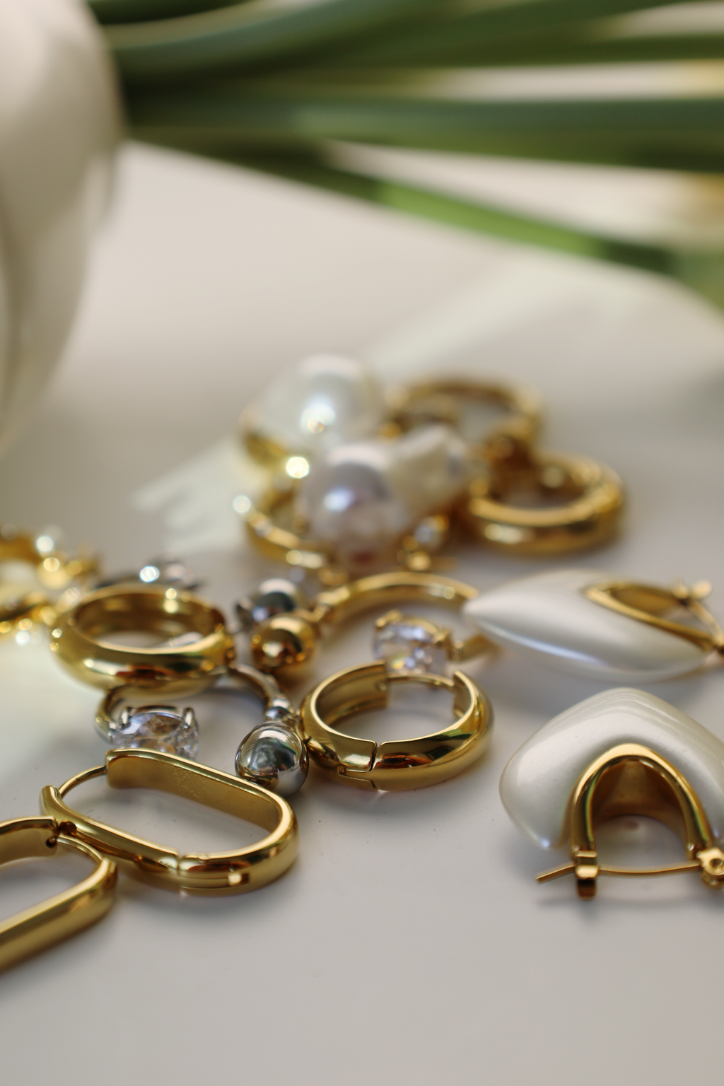 Crystal Ball Open Hoop Earrings