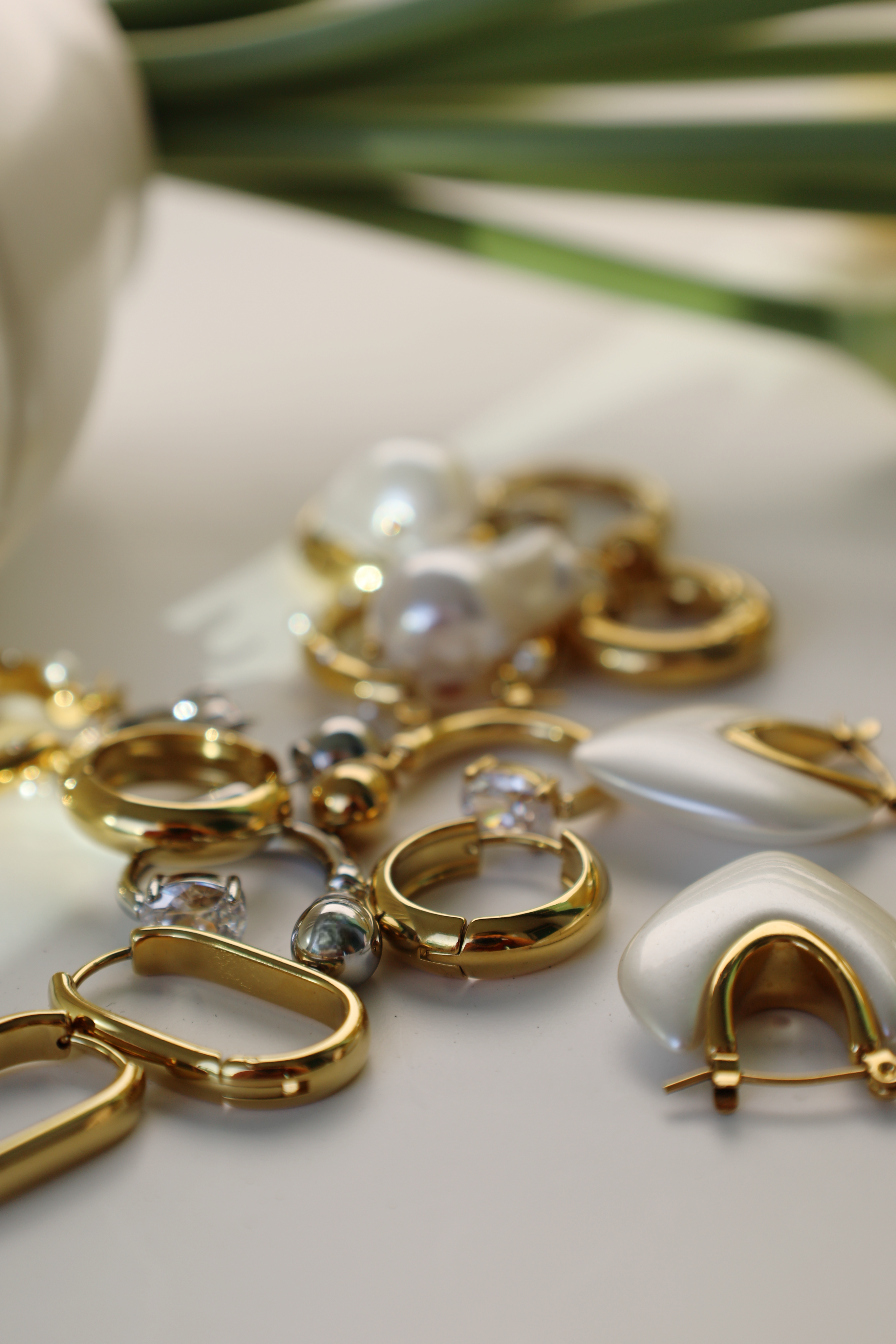 Crystal Ball Open Hoop Earrings