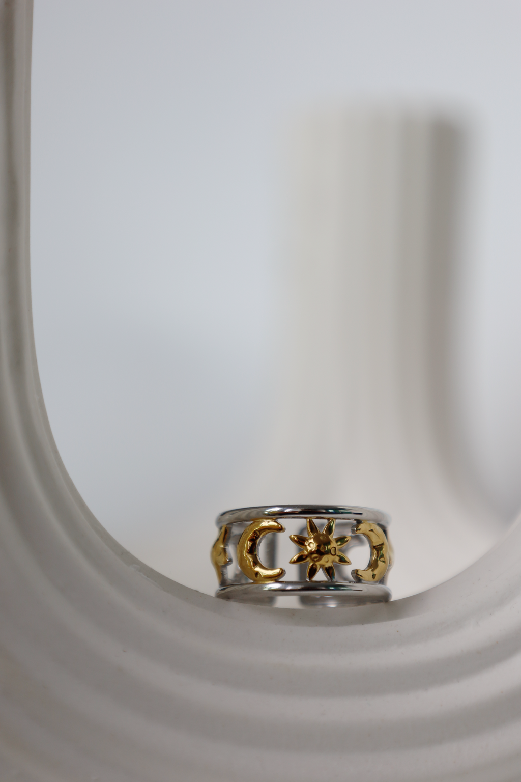Sun & Moon Open Ring, Two Tone