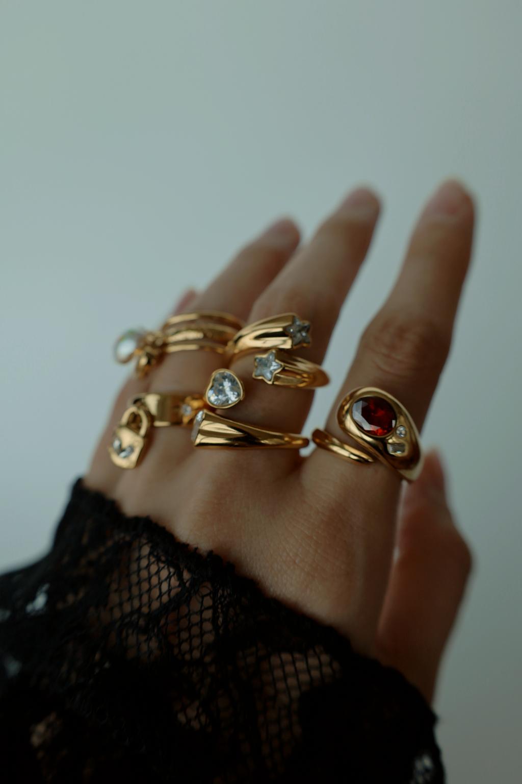 Double Star Crystal Open Ring