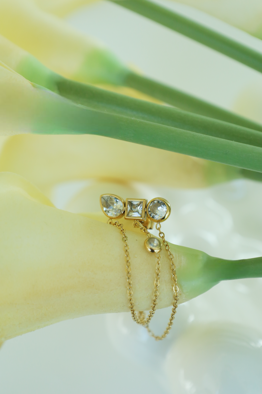 Multi Stone Chain Drop Earrings