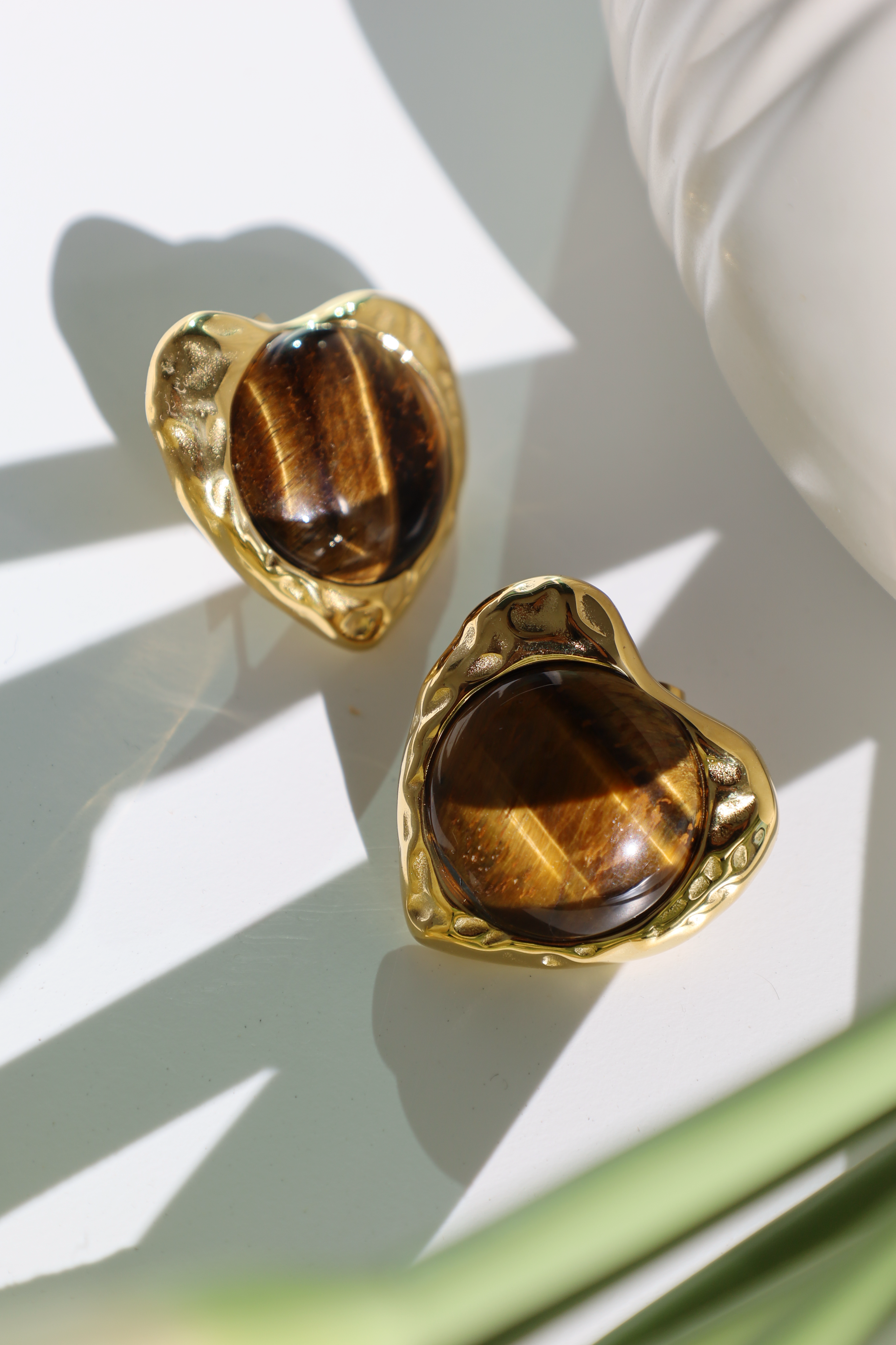 Heart Stone Statement Stud Earrings