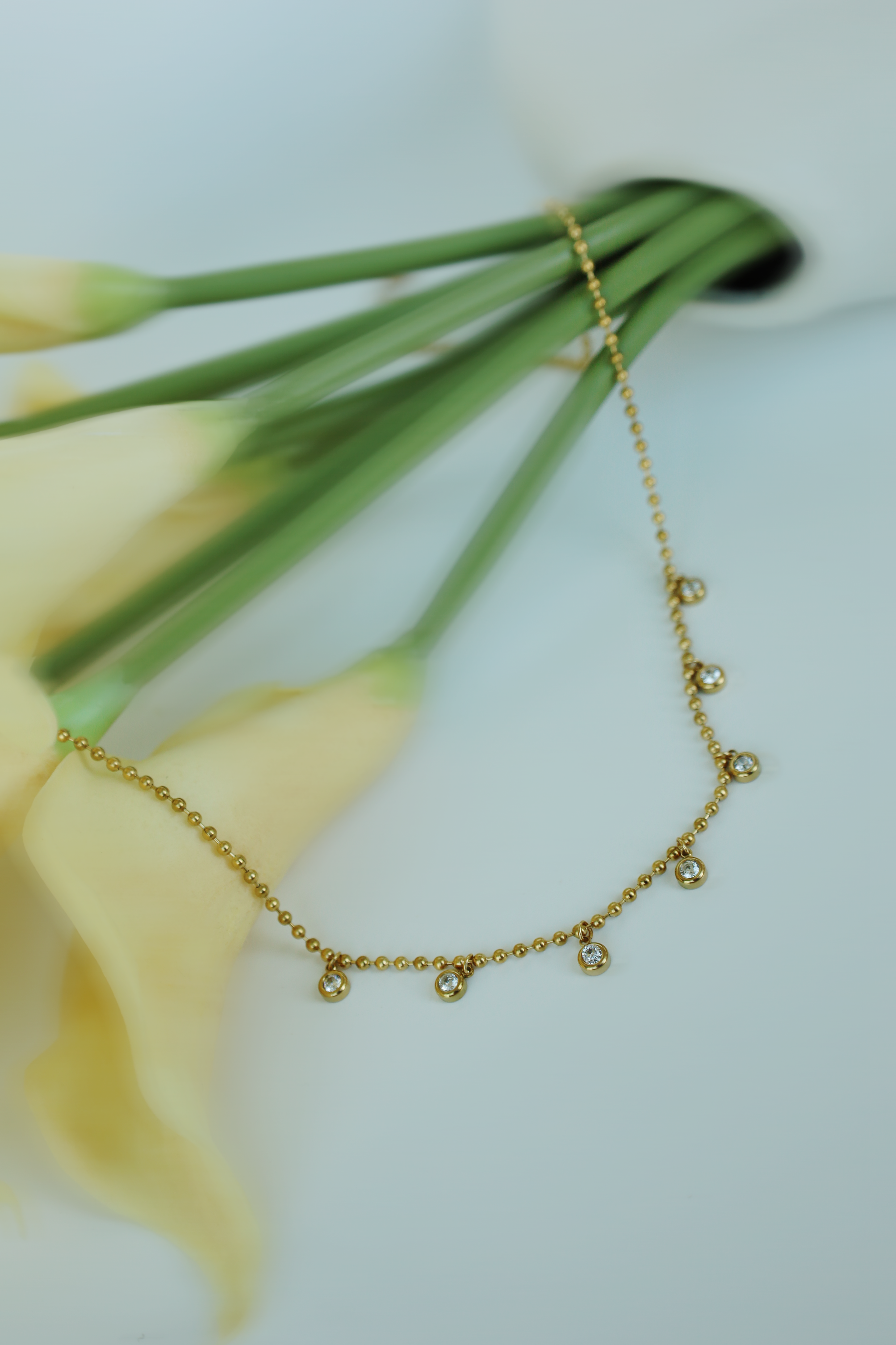 Crystal Drop Chain Necklace