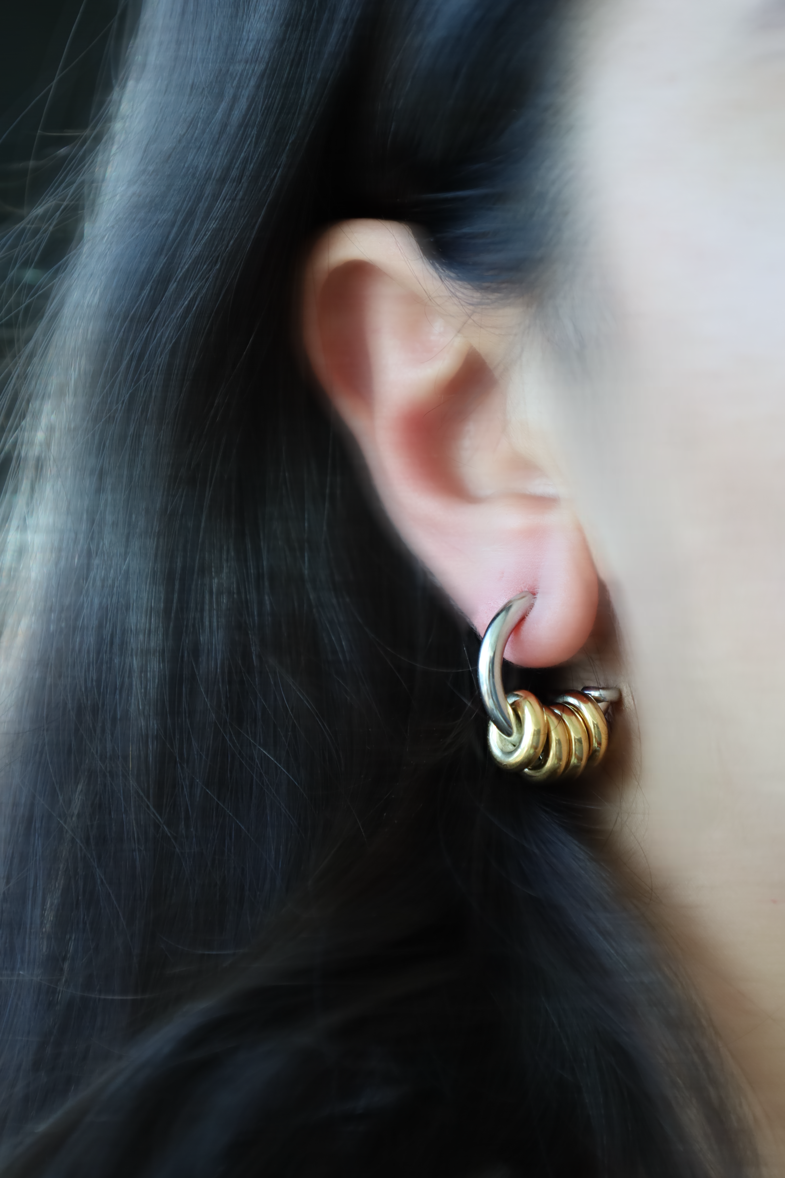 Two Tone Interlocked Hoop Earrings