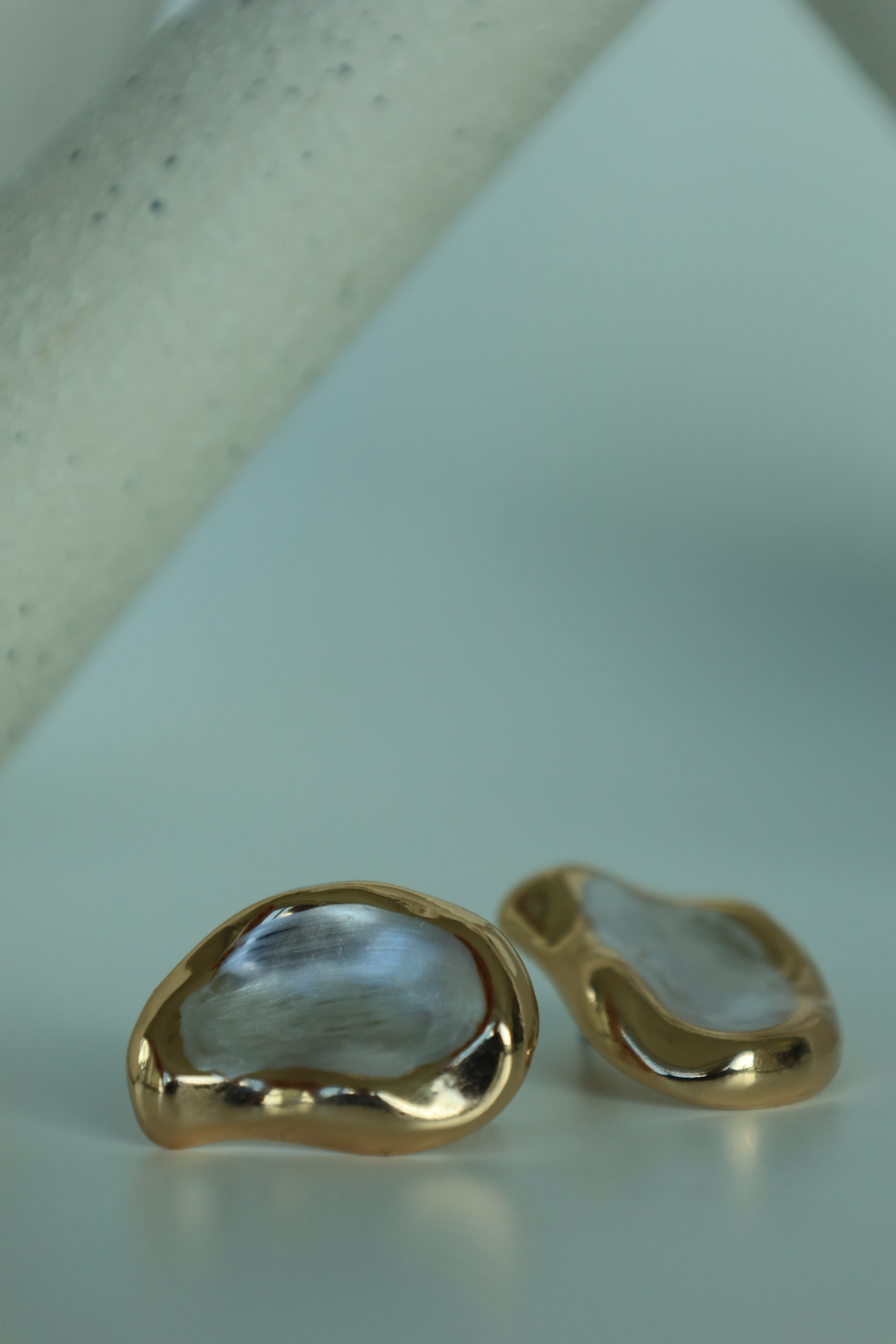 Silver organic shape stud earring