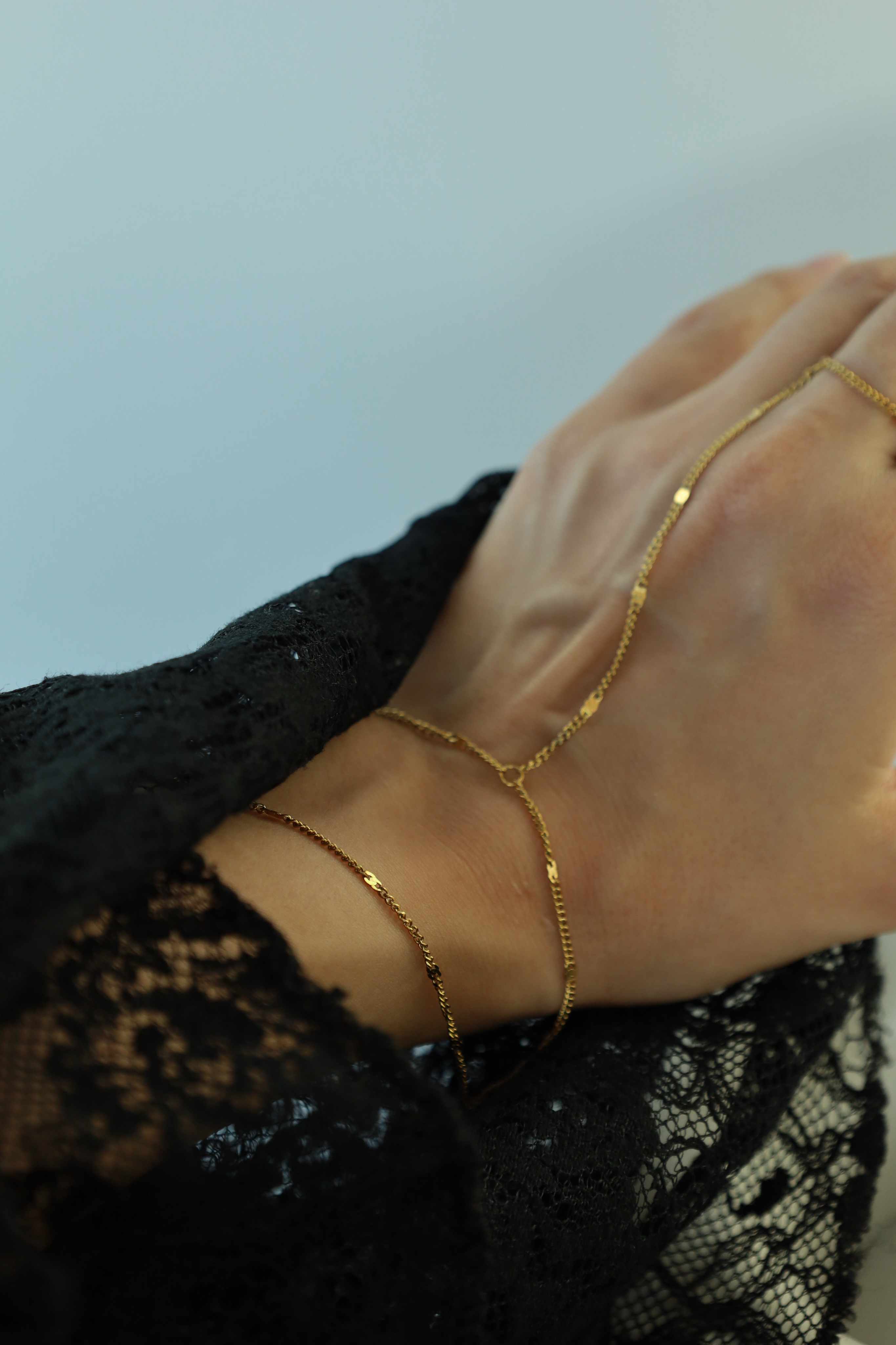 Sleek Double Chain Hand Chain Bracelet