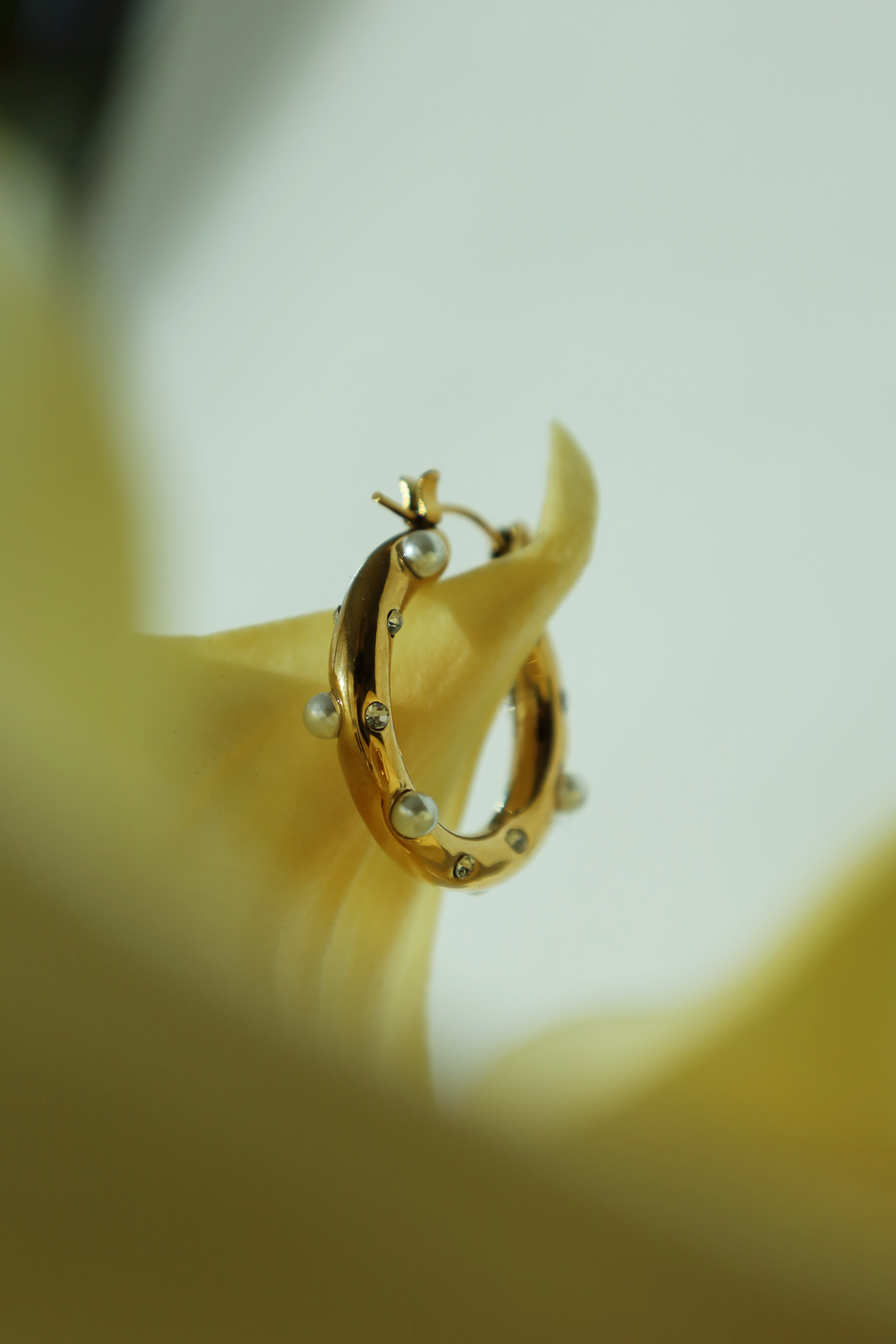 Pearl Studded Hoop Earrings