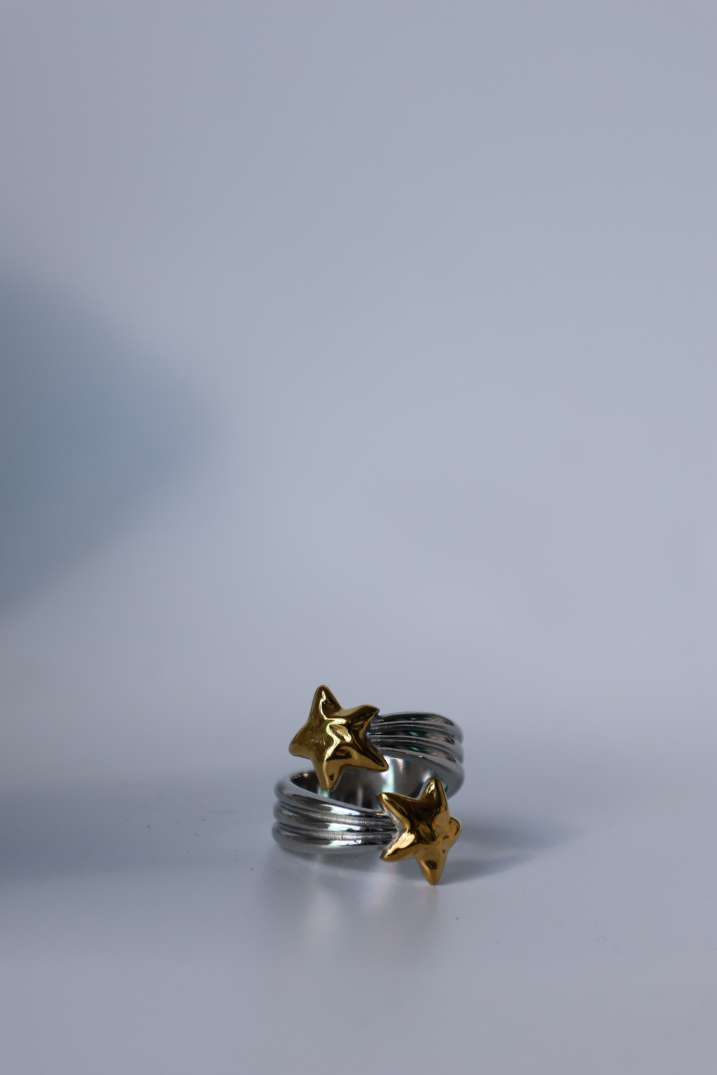 Double Star Open Ring, Two-Tone