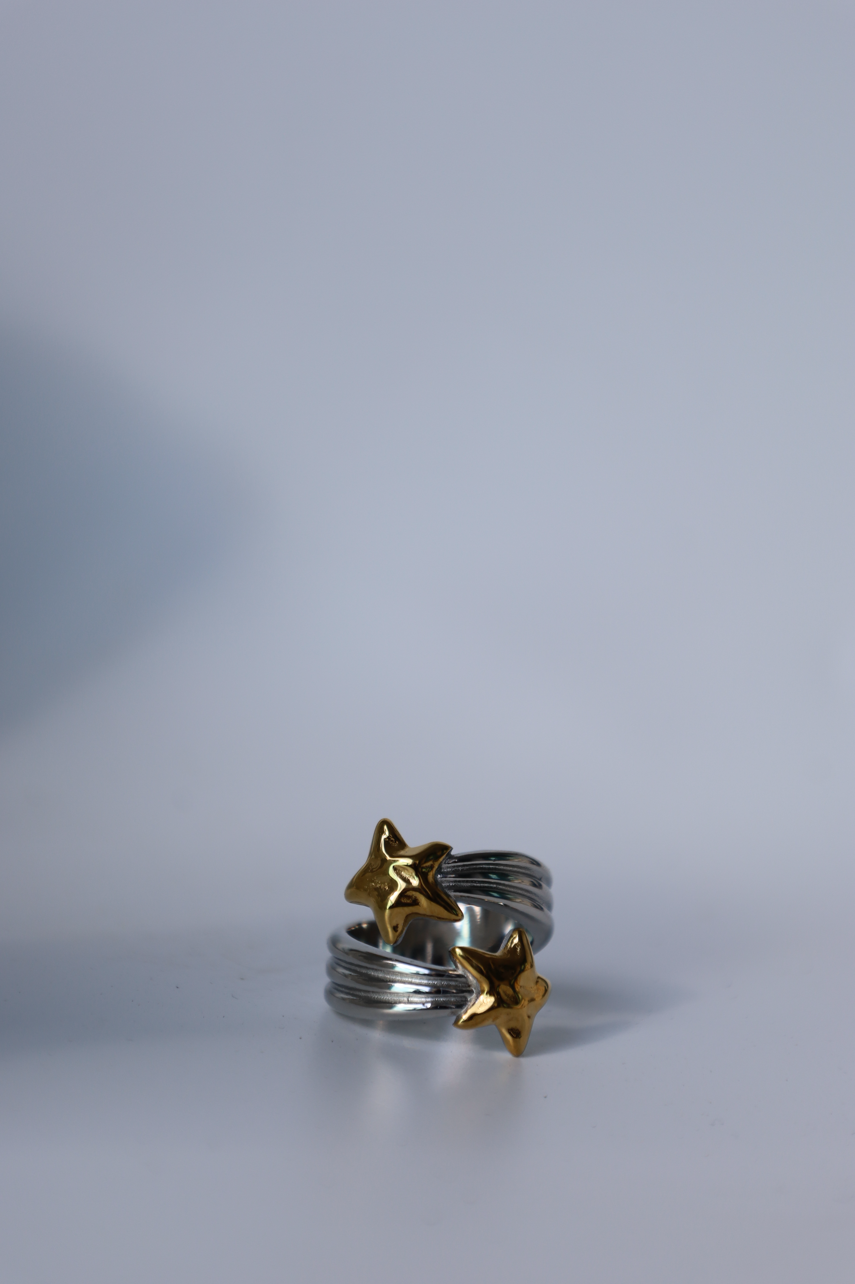 Double Star Open Ring, Two-Tone