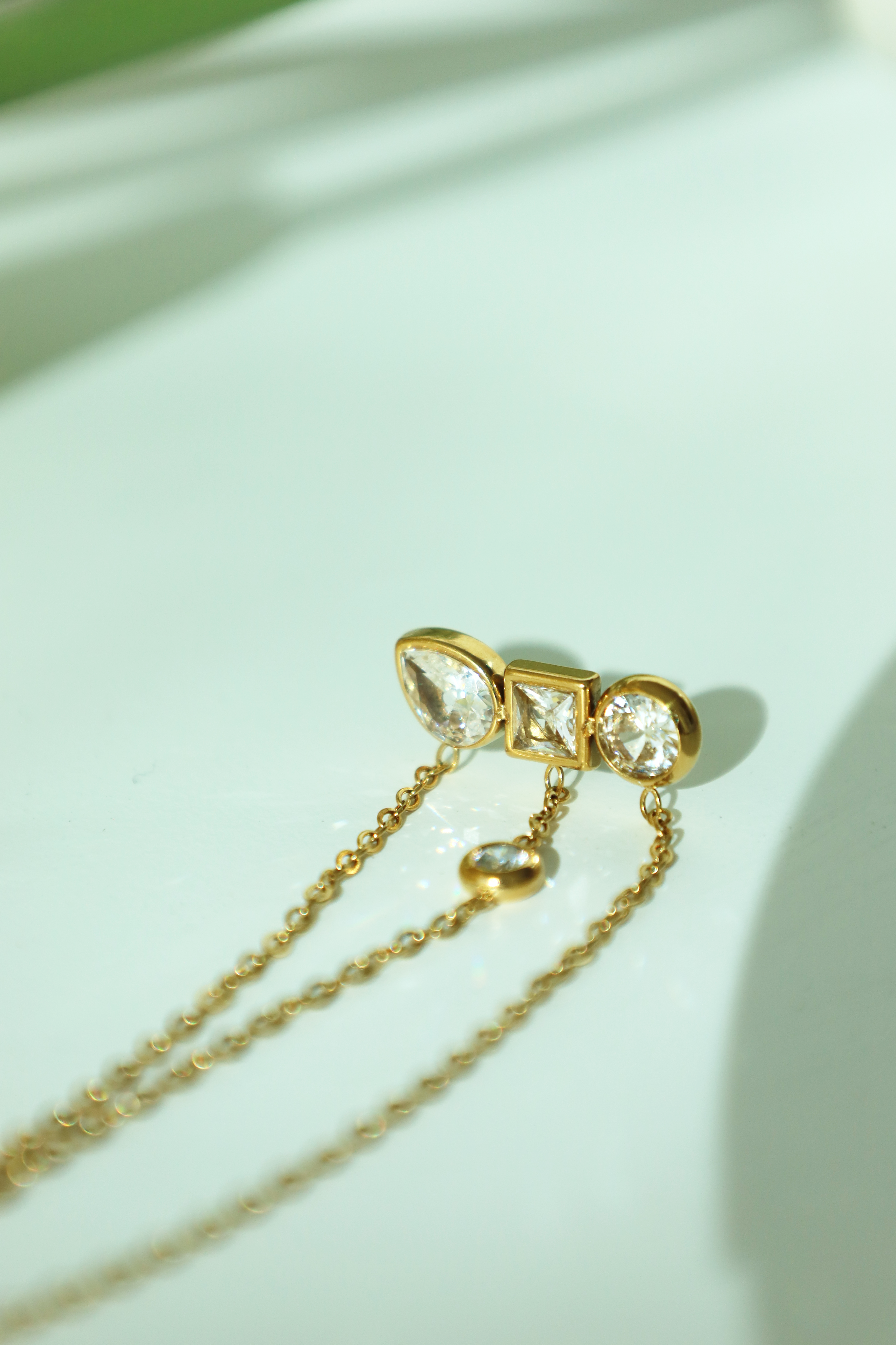 Multi Stone Chain Drop Earrings