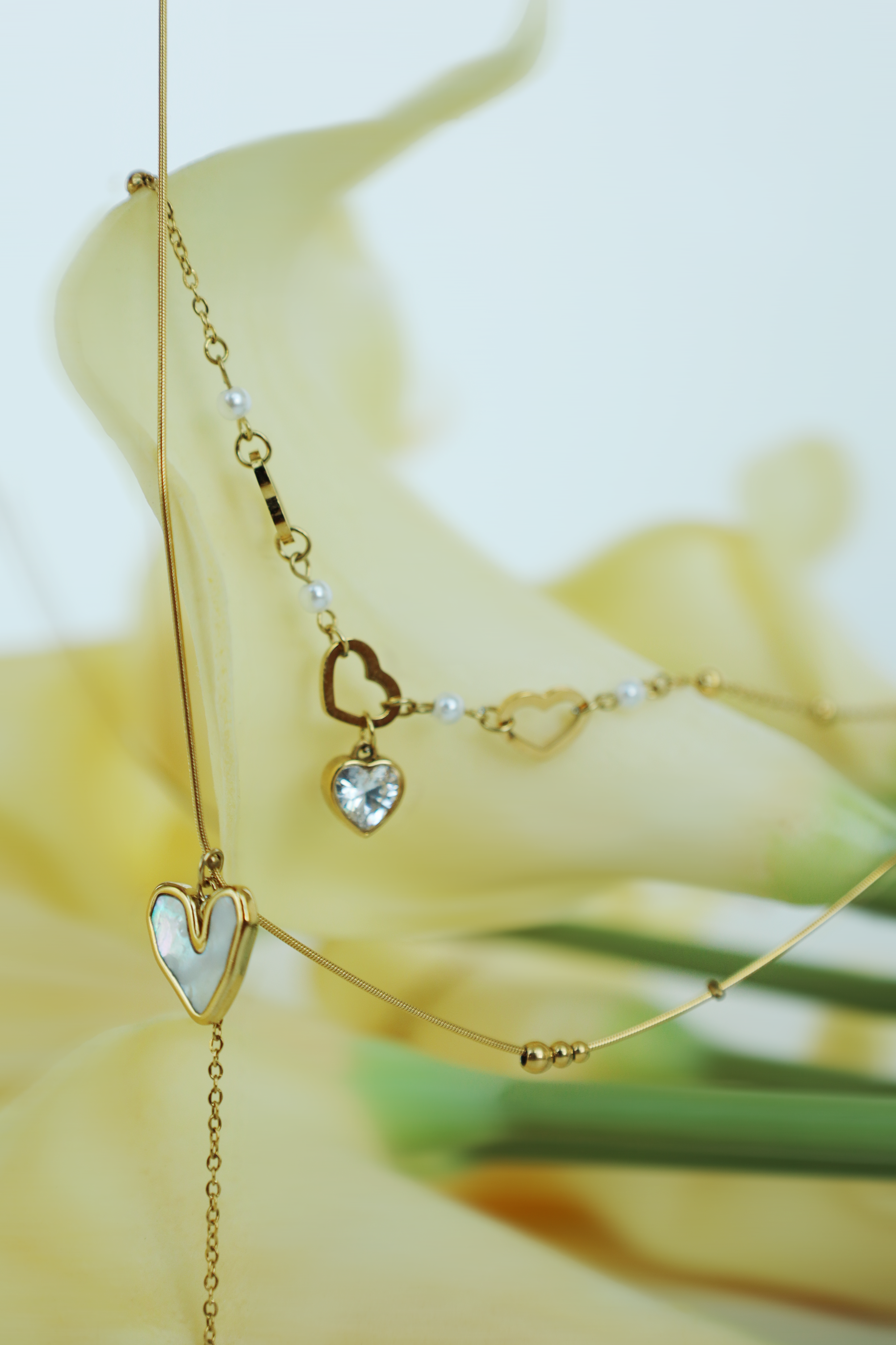 Double Layer Heart drop Necklace