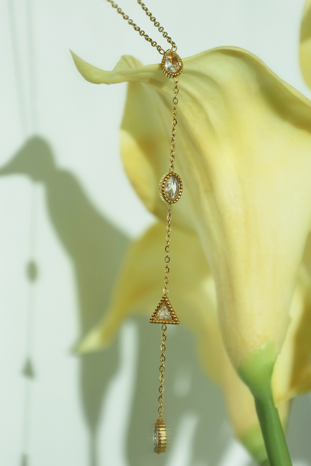 Crystal Drop Y Necklace