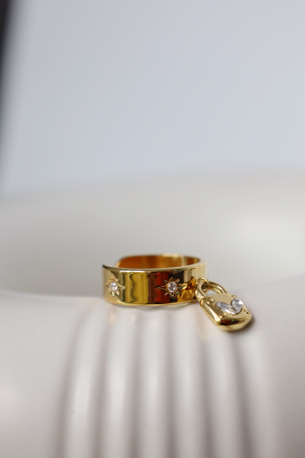 Heart Lock Charm Open Ring