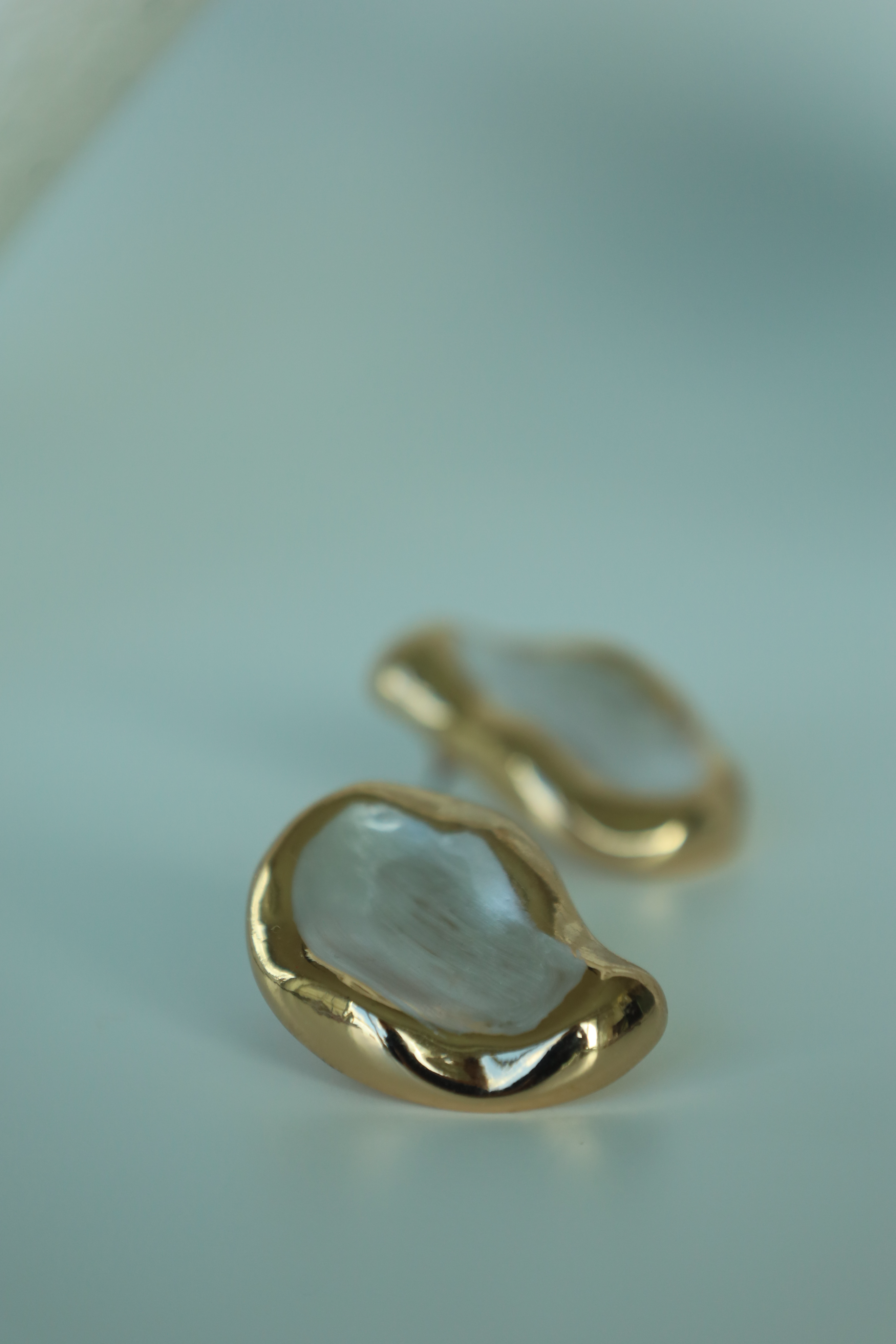 Silver organic shape stud earring