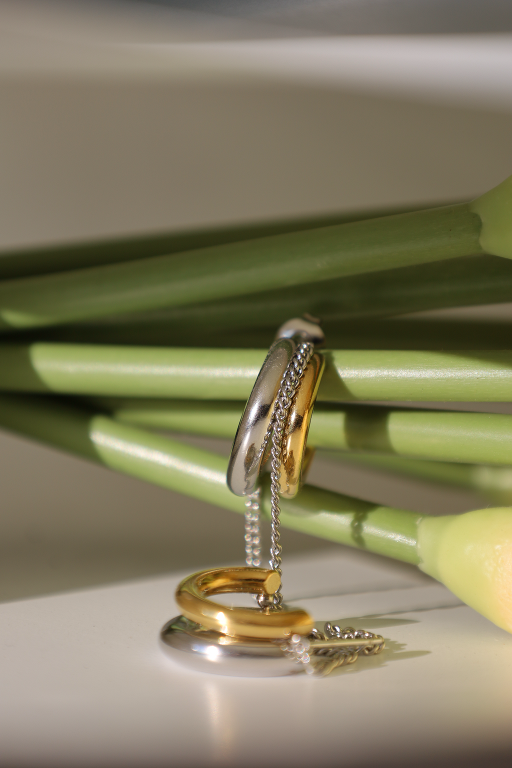 Chunky Hoop Chain Drop Earrings