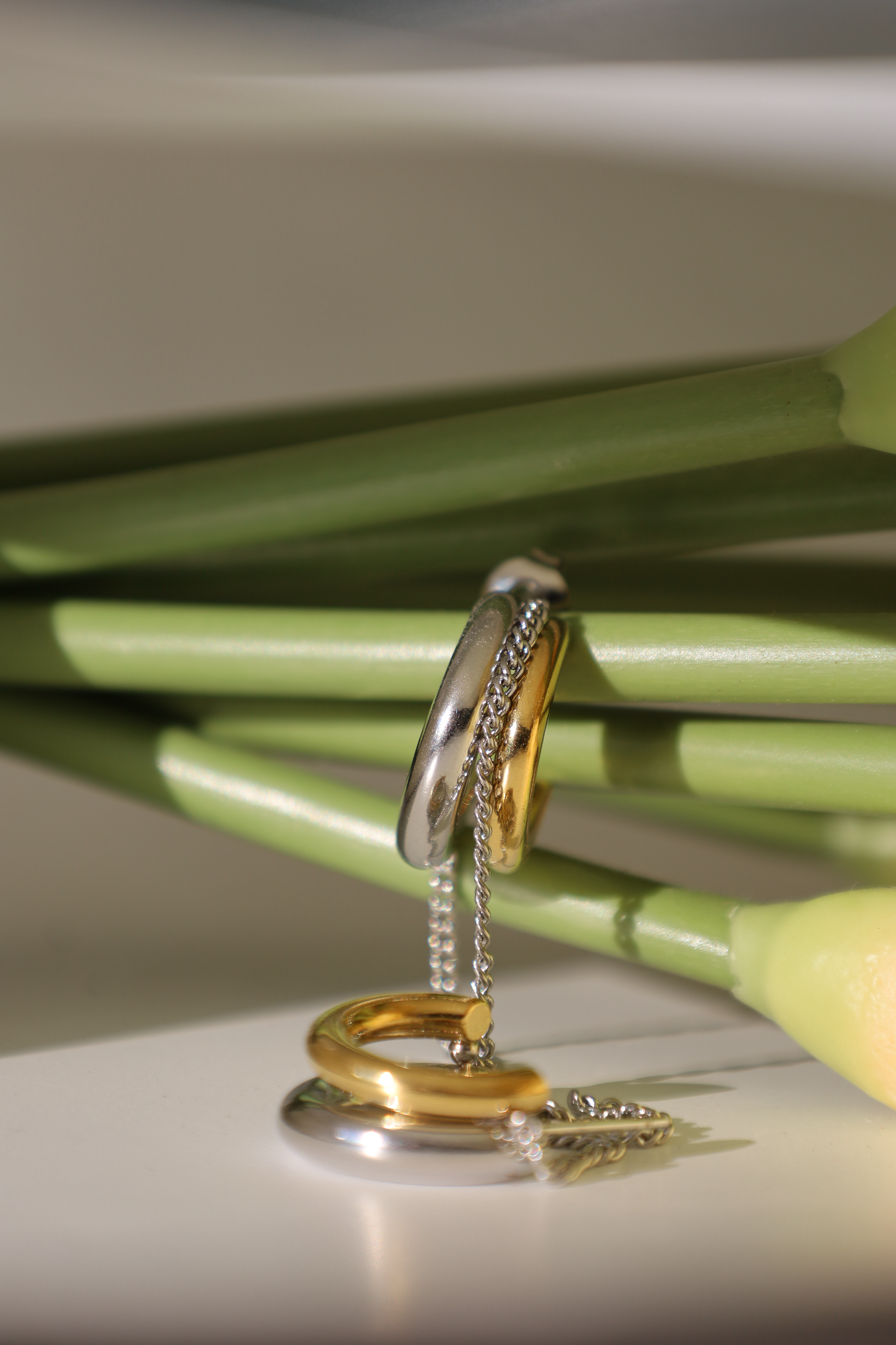 Chunky Hoop Chain Drop Earrings