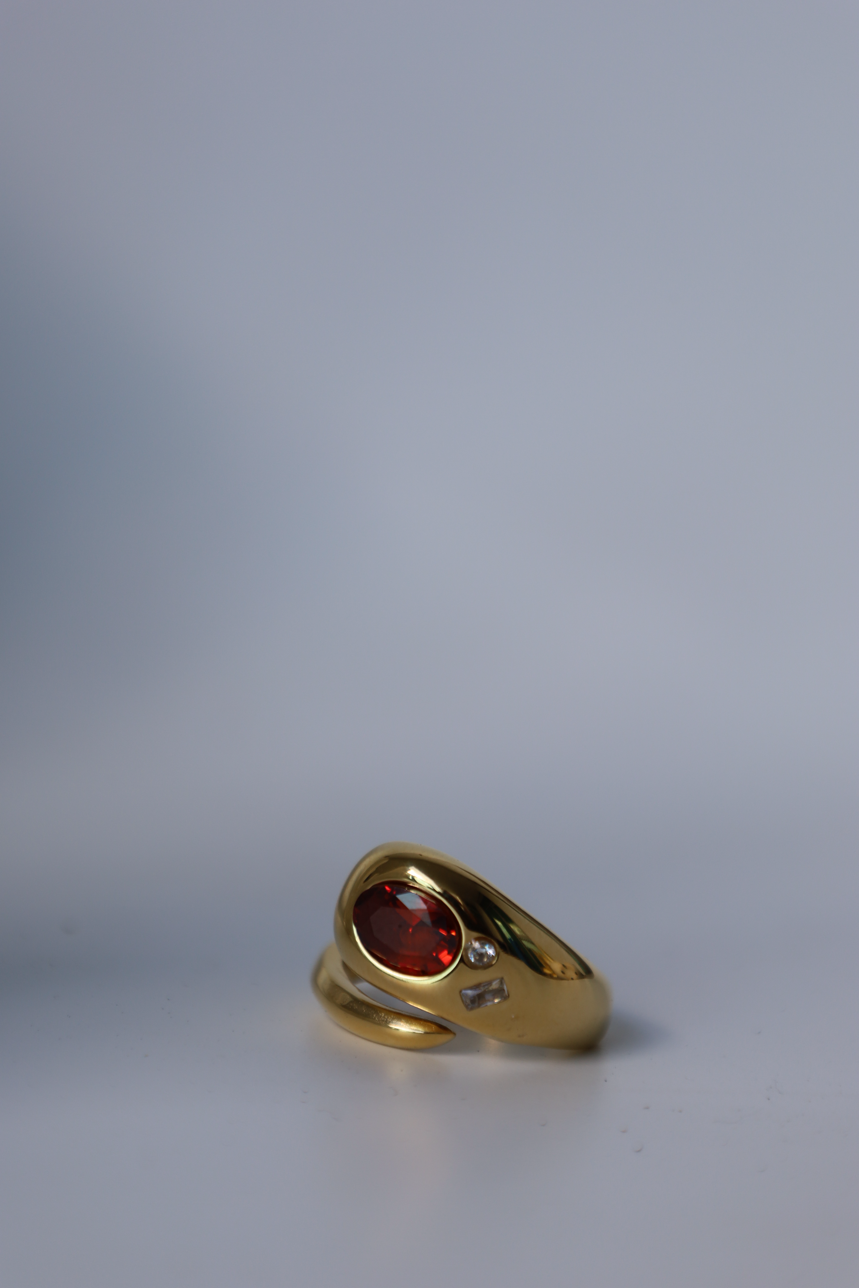 Red Stone Open Statement Ring