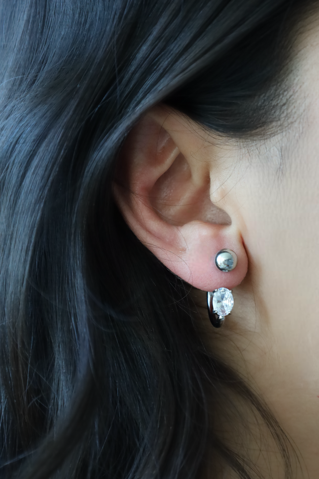 Crystal Ball Open Hoop Earrings