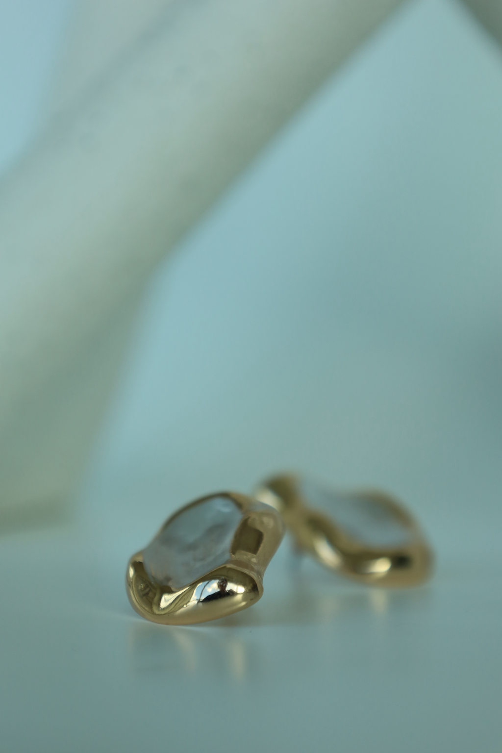 Silver organic shape stud earring