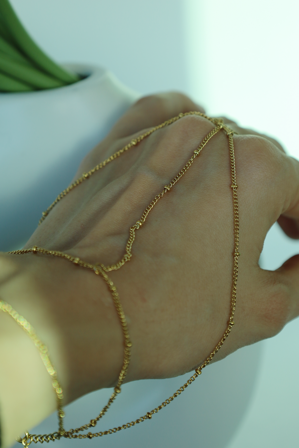 Crystal Drop Hand Chain Bracelet