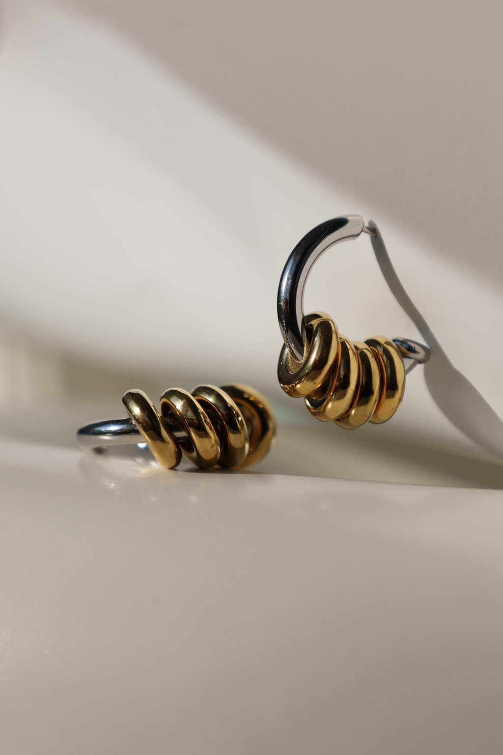Two Tone Interlocked Hoop Earrings