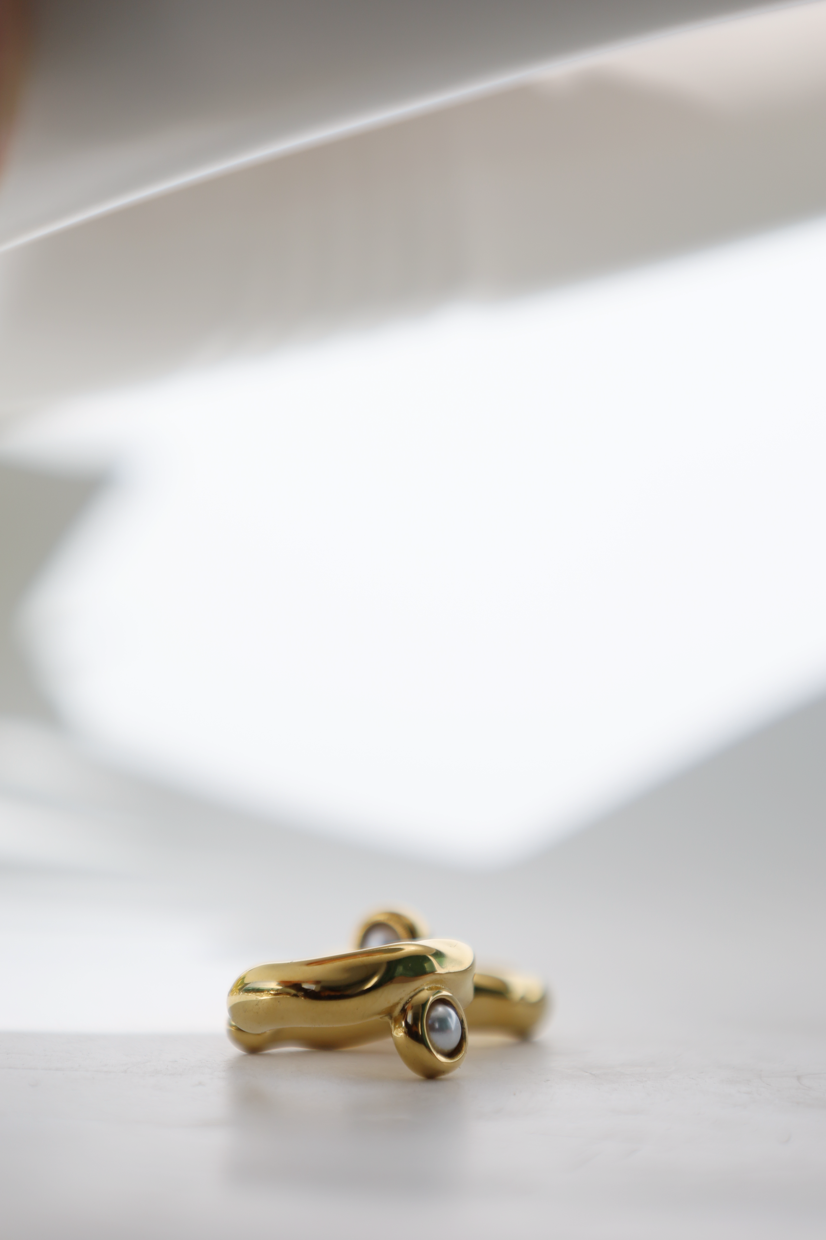 Gold Pearl Sculptural Ear Cuff
