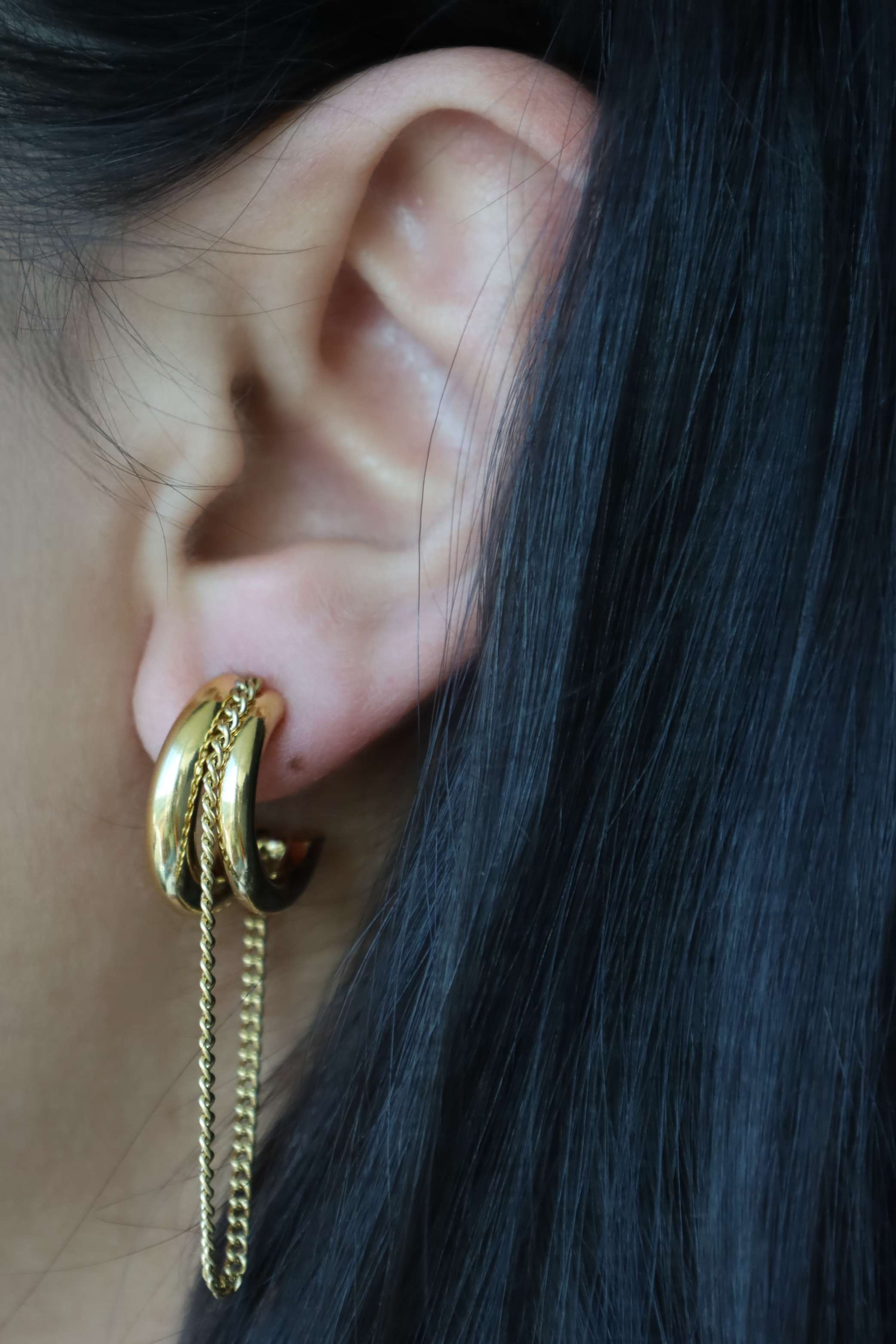 Chunky Hoop Chain Drop Earrings