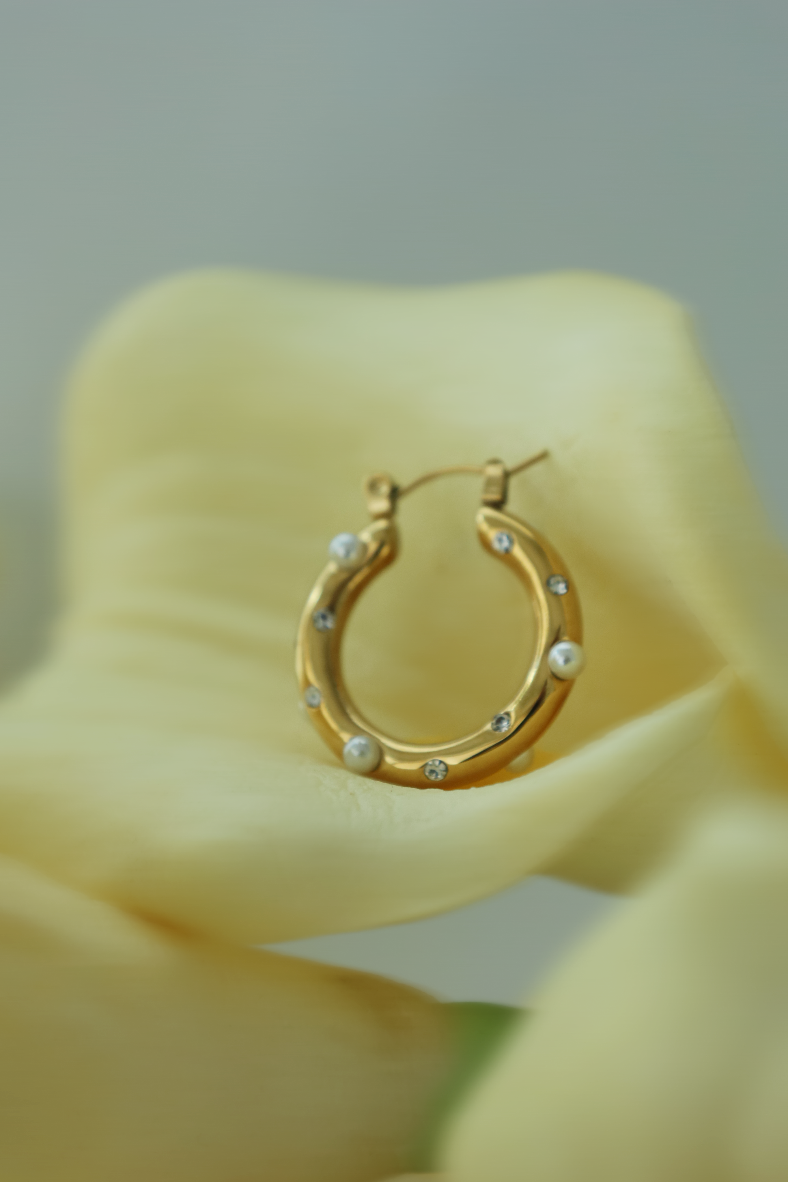 Pearl Studded Hoop Earrings