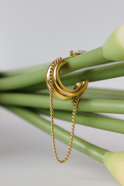 Chunky Hoop Chain Drop Earrings