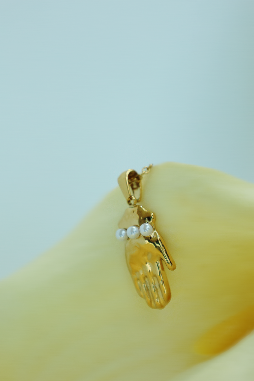 Hand Charm Necklace with Pearl Details