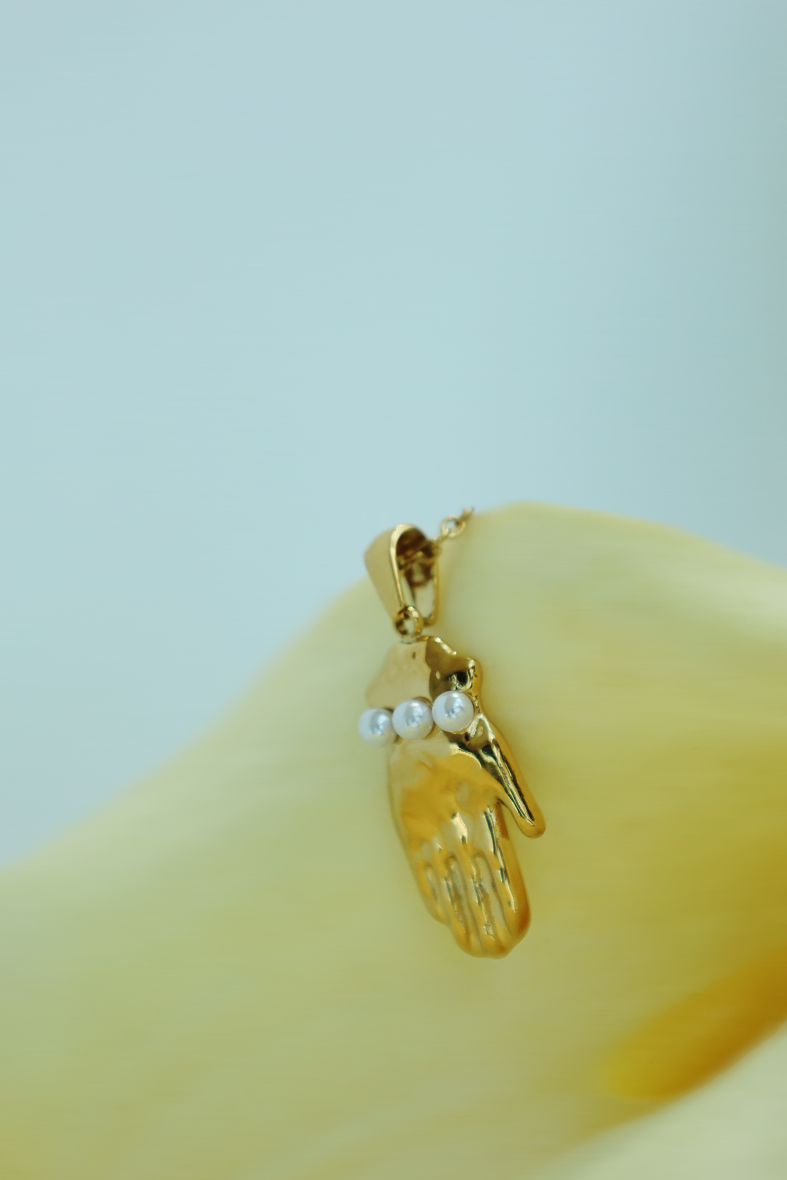 Hand Charm Necklace with Pearl Details