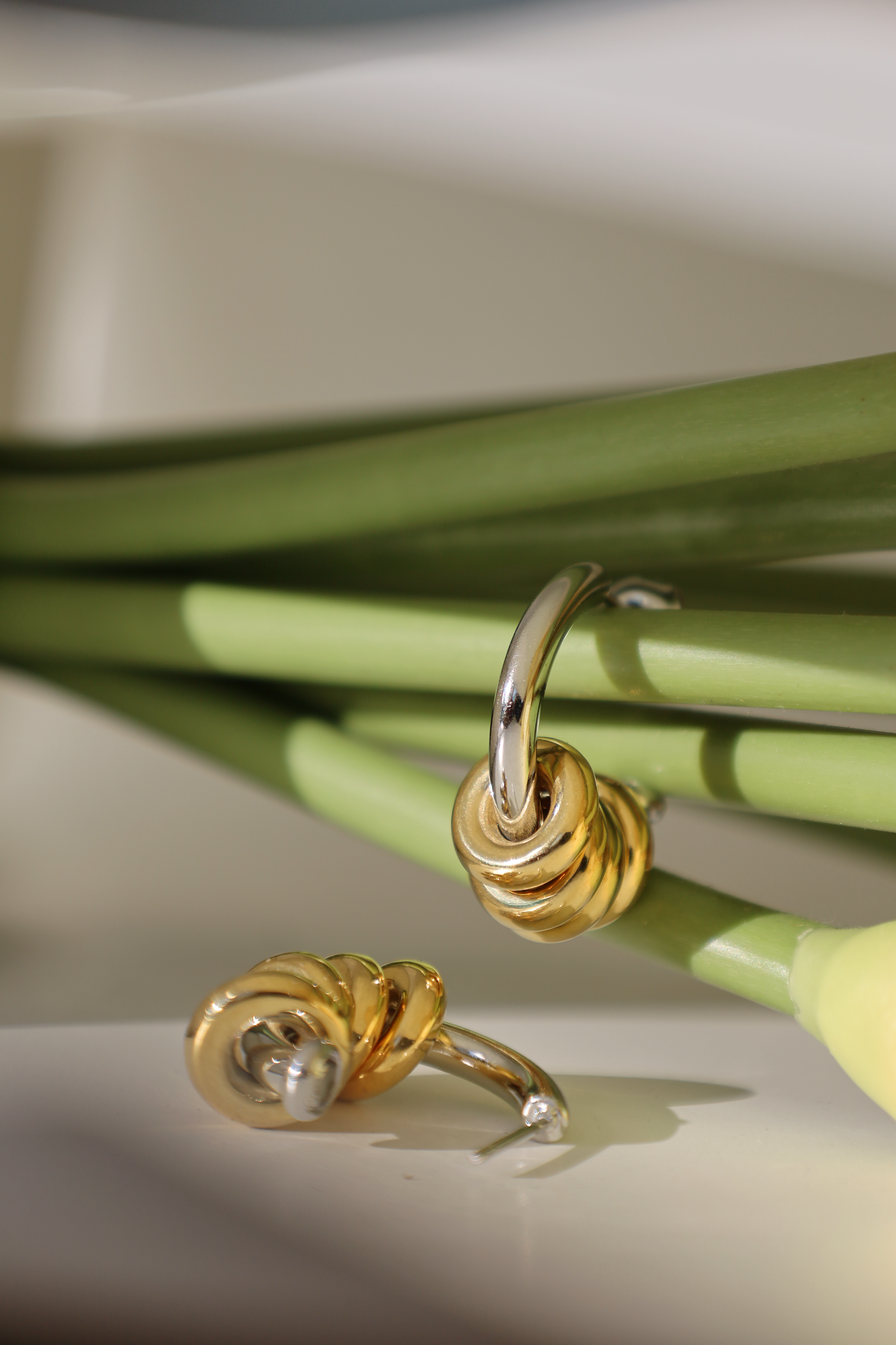 Two Tone Interlocked Hoop Earrings